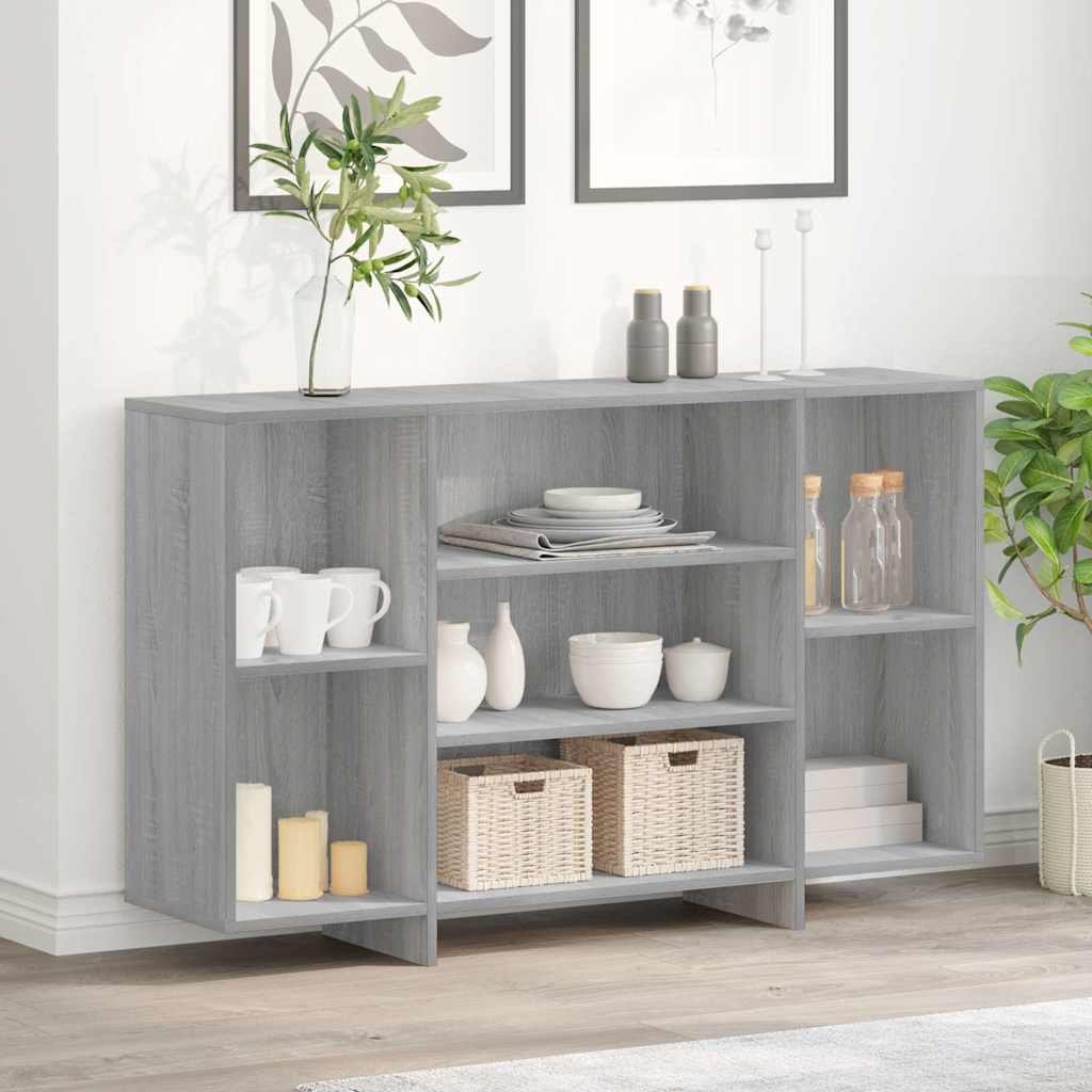 Walplus Engineered Wood Sideboard - Grey and Oak - 120 x 30 x 75 cm