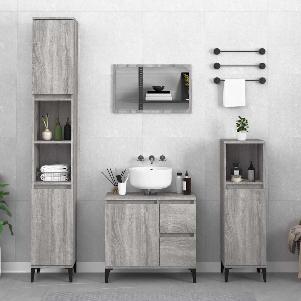Walplus Engineered Wood Bathroom Cabinet - Grey Sonoma - 65 x 33 x 60 cm