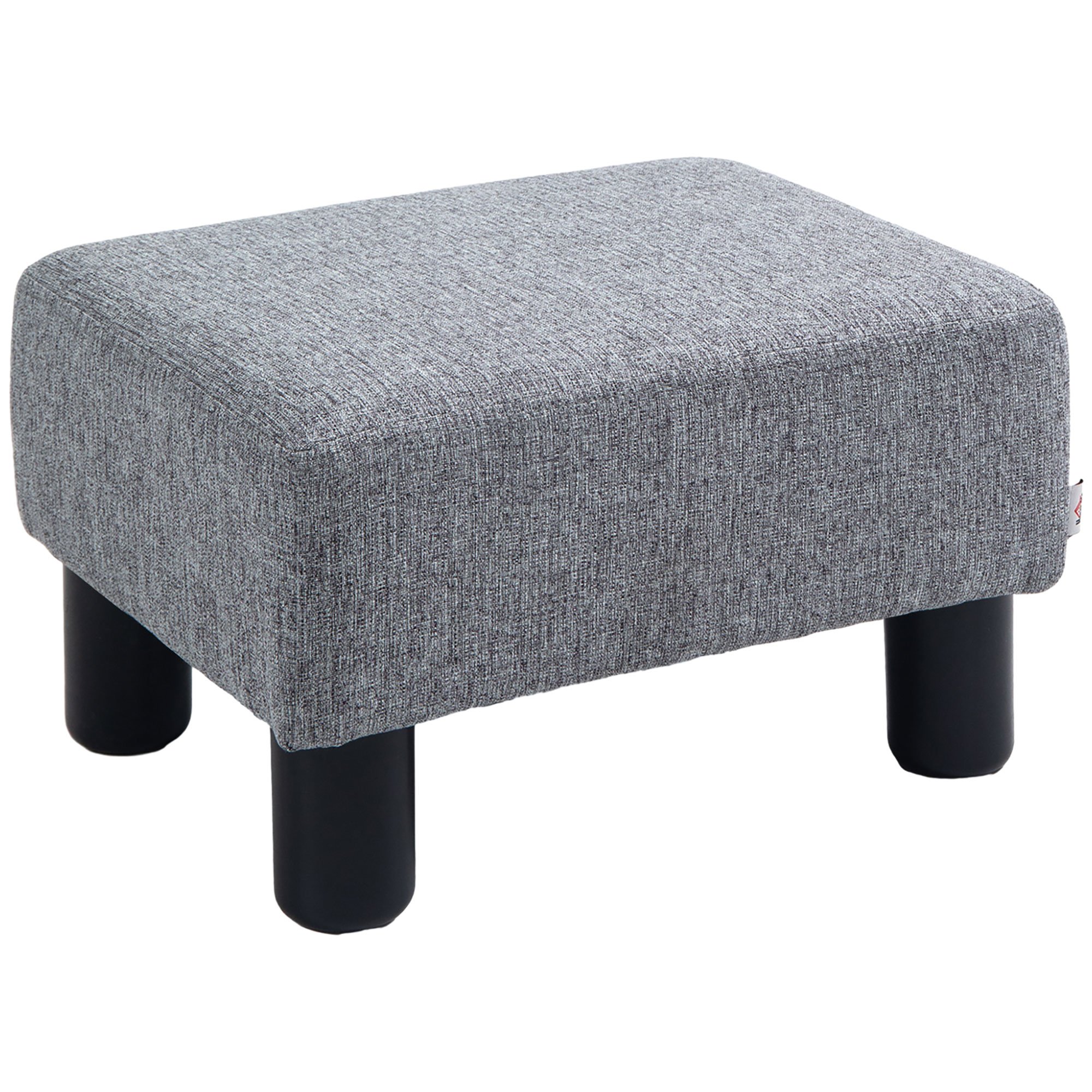 HOMCOM Linen Foot Stool with Wooden Legs - Grey