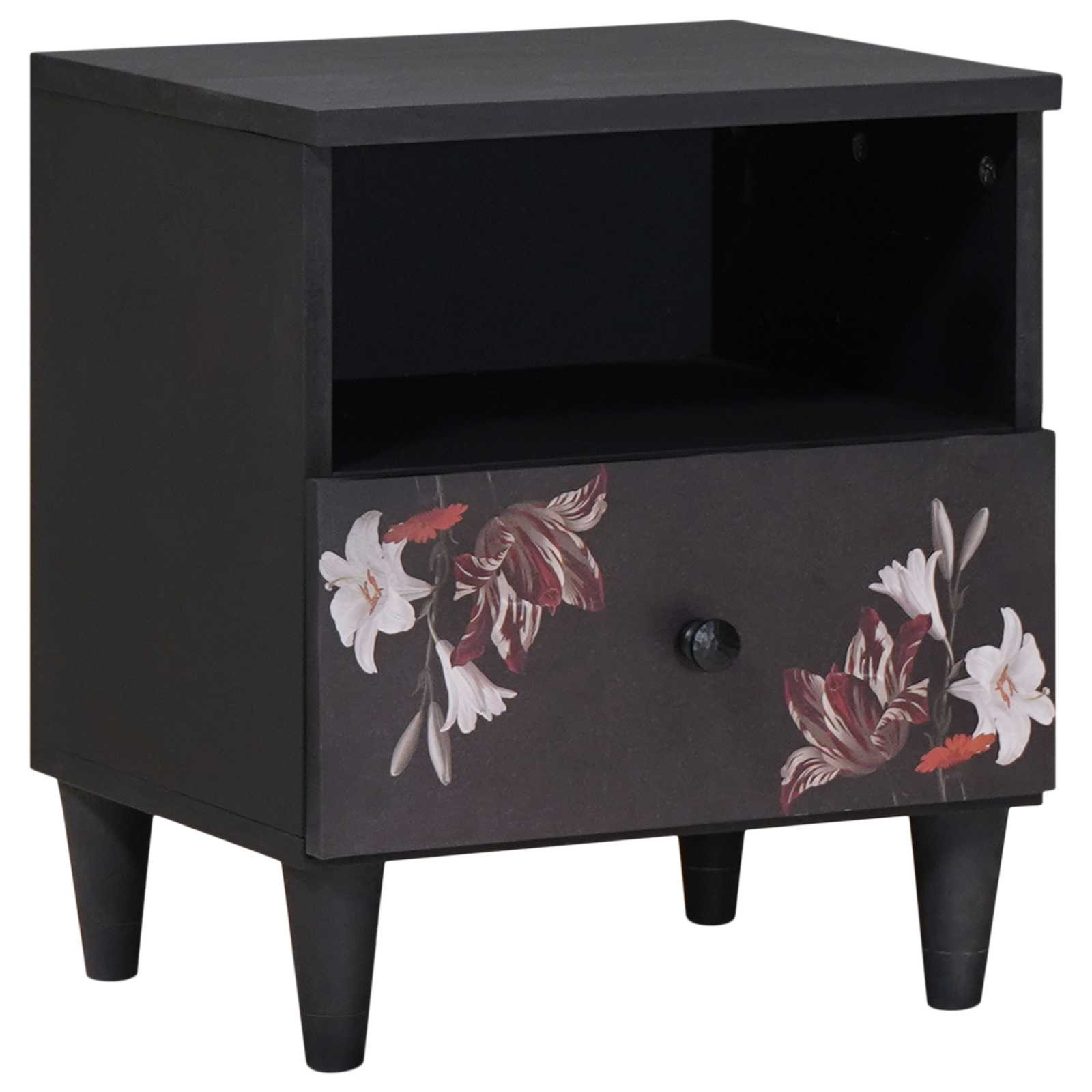 Walplus Solid Wood Bedside Table - Brown - 40 x 33 x 46 cm