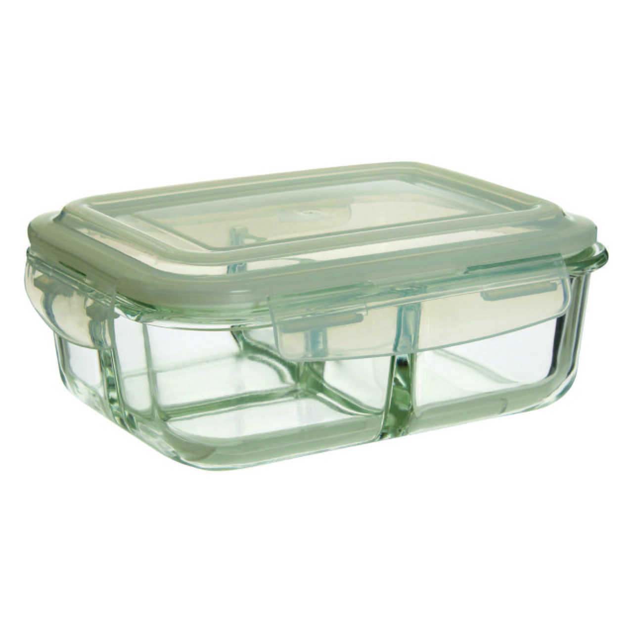 Orsina Freska 3 Section Rectangular Glass Container With Lid 1040 ml