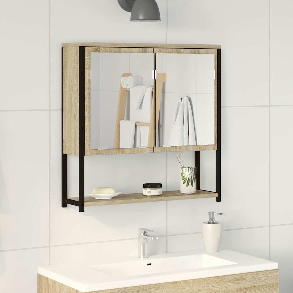 Walplus Engineered Wood Bathroom Mirror - Beige - 60 x 16 x 60 cm