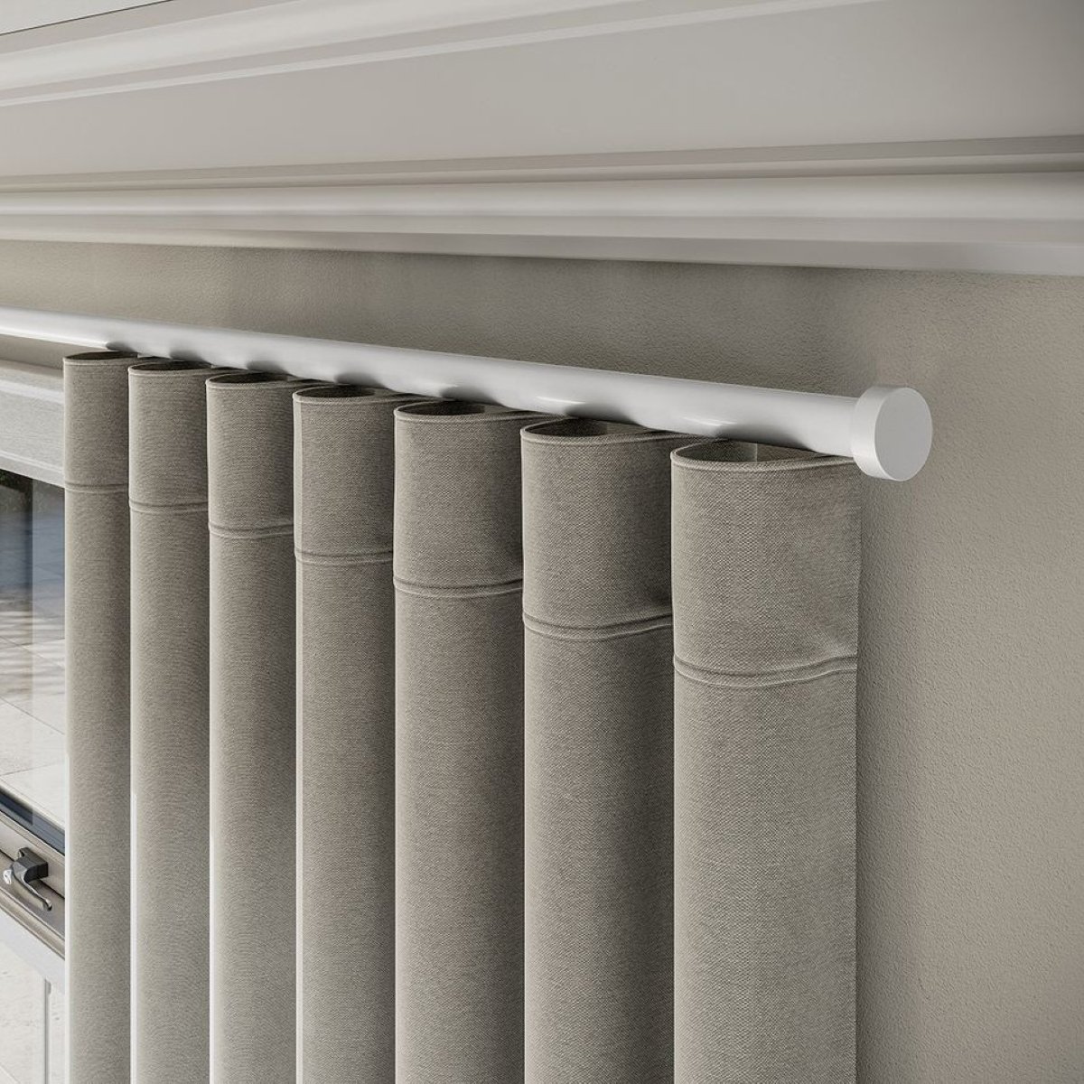 New Edge Blinds 28mm White Styleline Gliding Curtain Pole with Stud End - 180cm