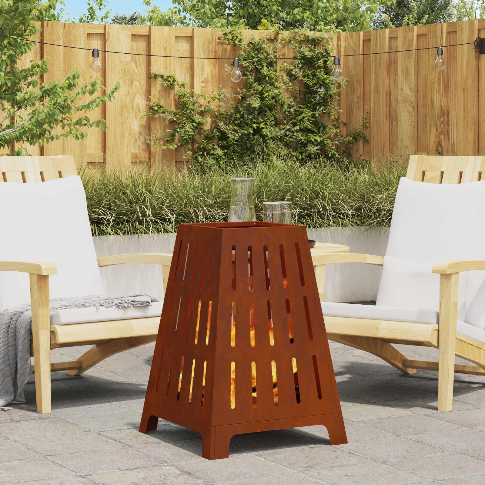 Walplus Steel Fire Pit Weathering - Brown - 50 x 50 x 70 cm