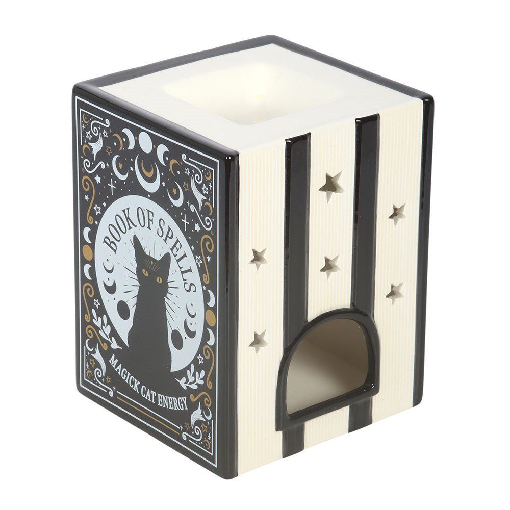 Something Different Book Of Spells Black Cat Oil Burner & Wax Melts - Black
