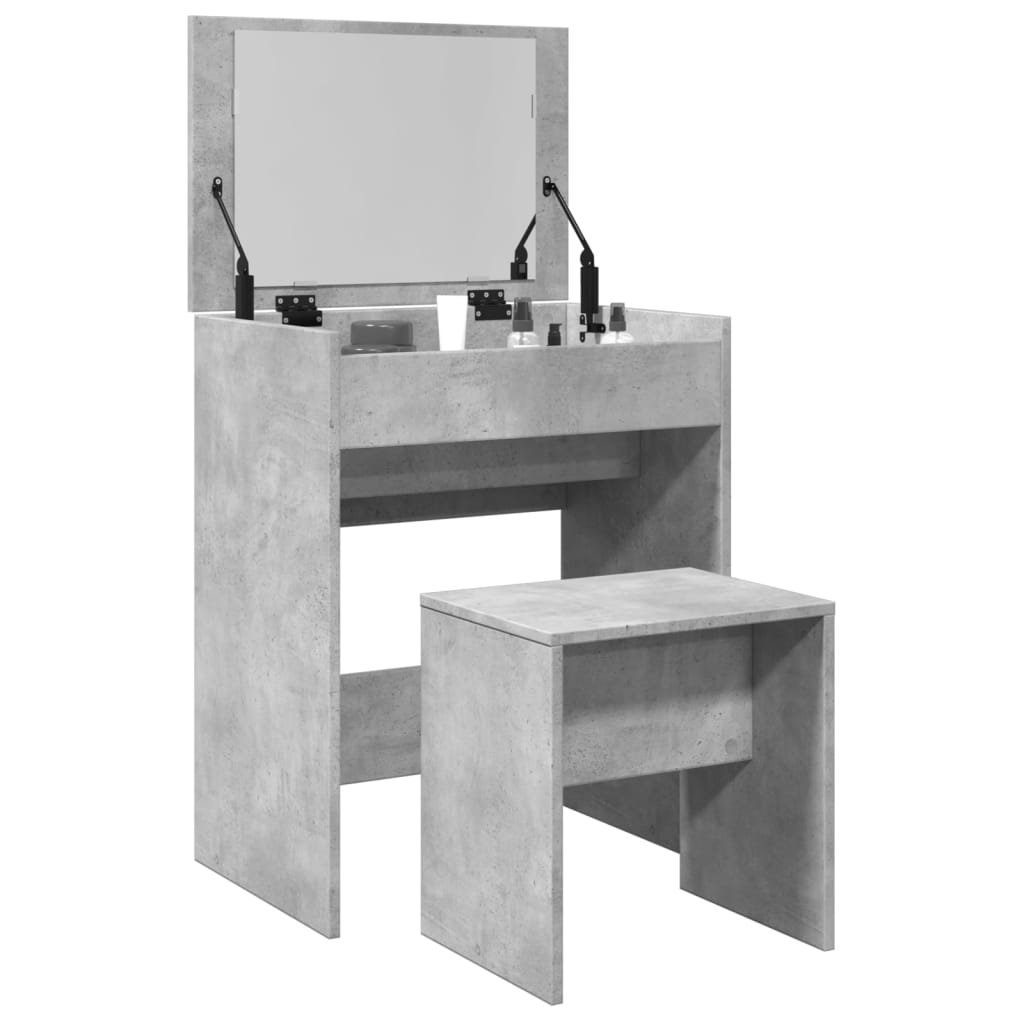 Walplus Dressing Table and Stool - Concrete Grey - 60 x 40 x 113.5 cm
