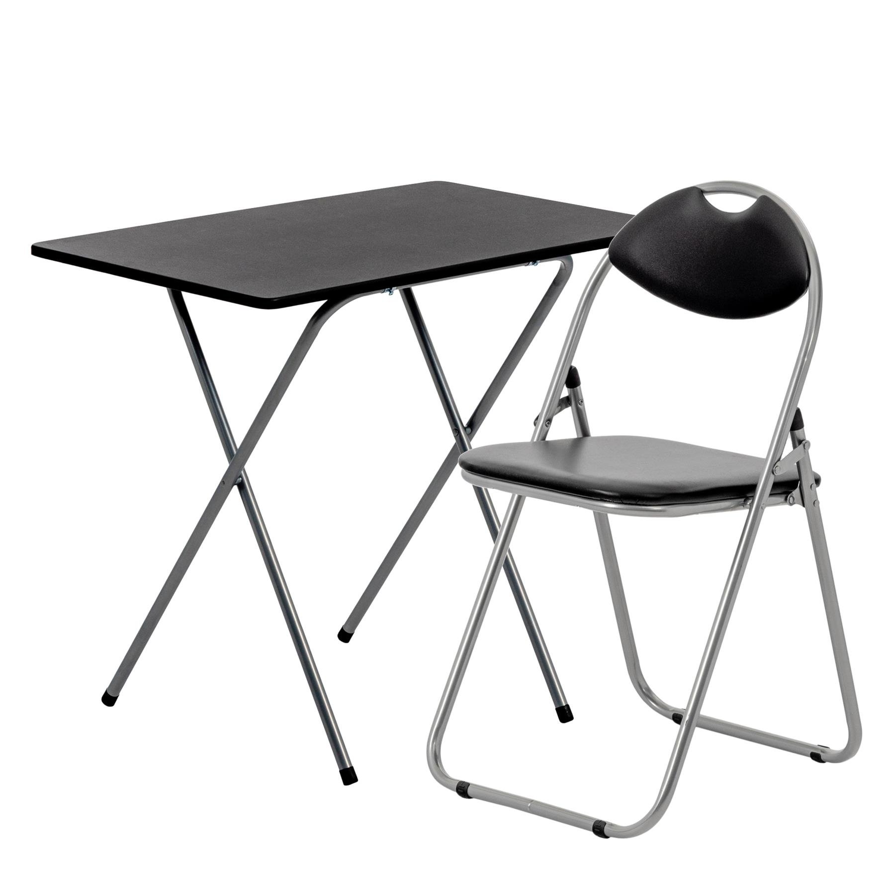 Harbour Housewares Wooden Folding Desk & Chair Set - Silver/Black