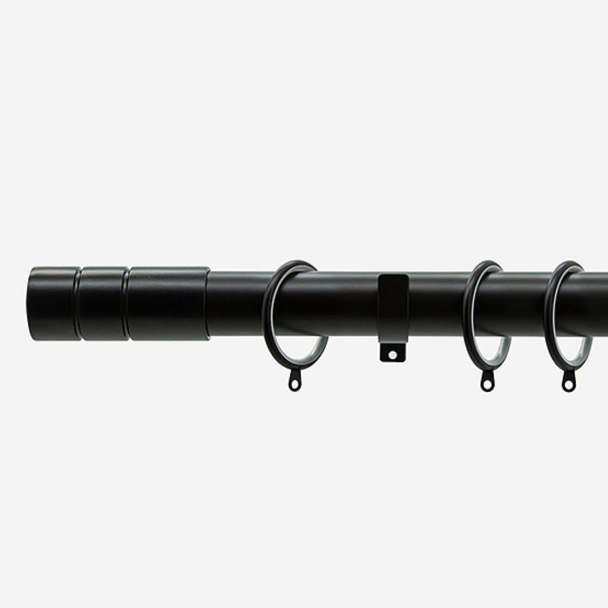 New Edge Blinds Matt Black 28mm Barrel Fixed Metal Curtain Pole - 120cm