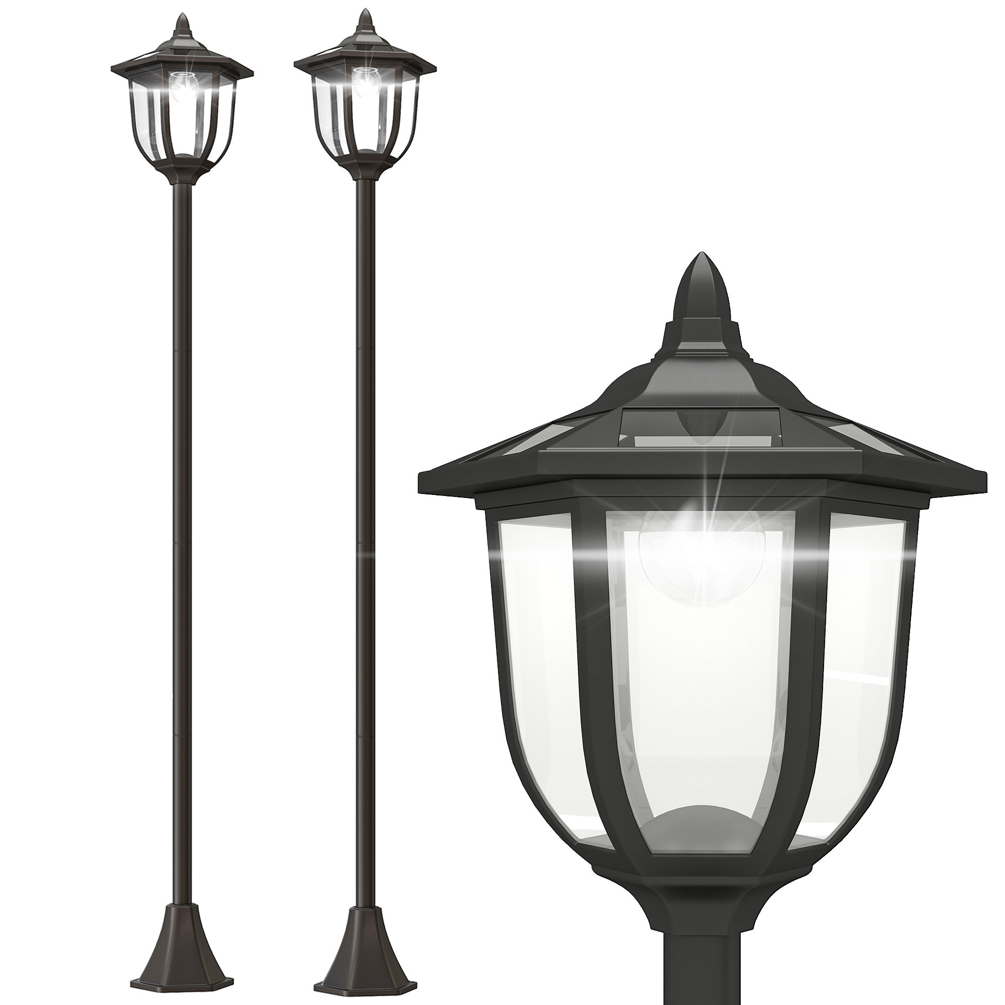 Outsunny Solar 6 LED ABS Plastic Torch Lights – Black