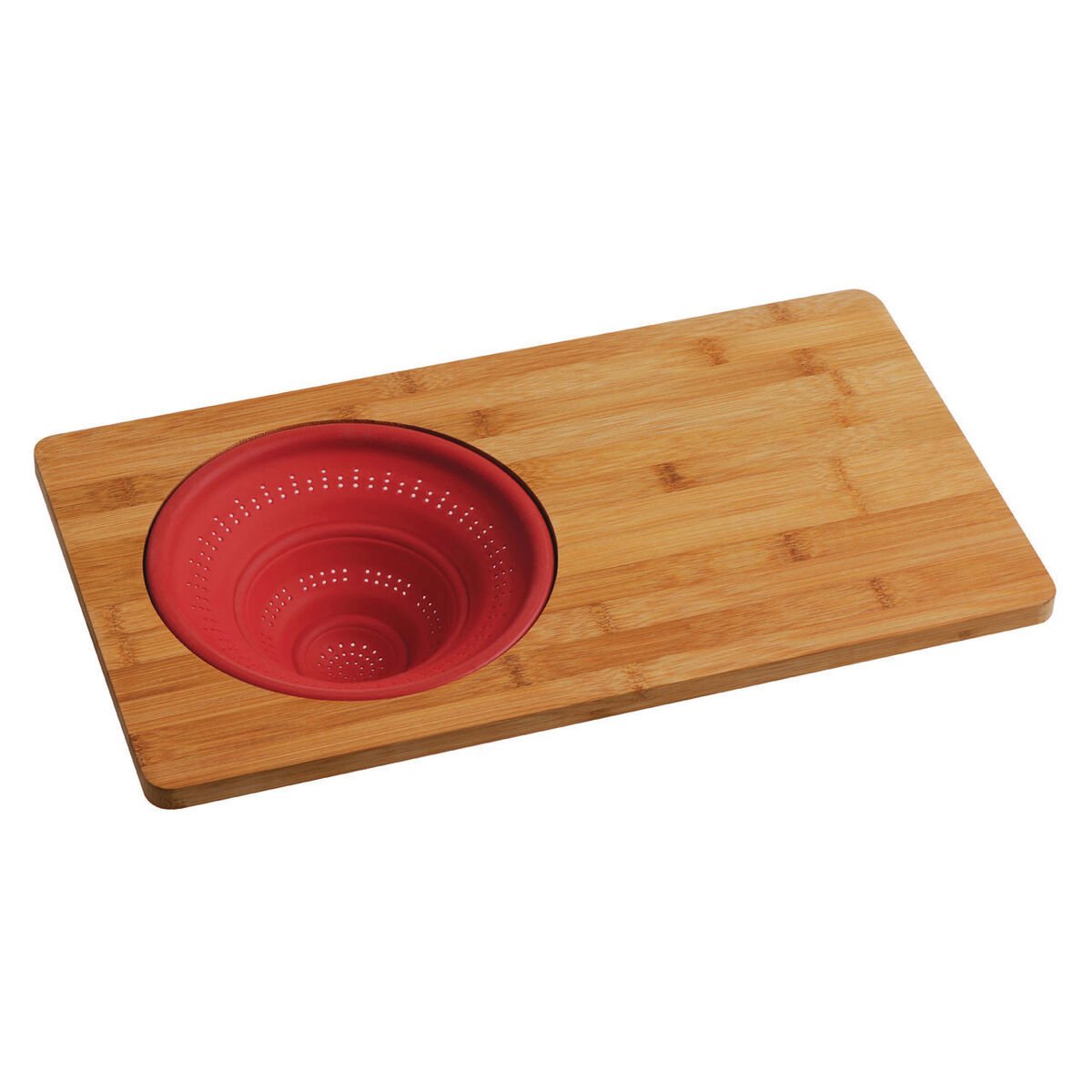 Orsina Aleki Bamboo Chopping Board with Collapsible Colander – Natural