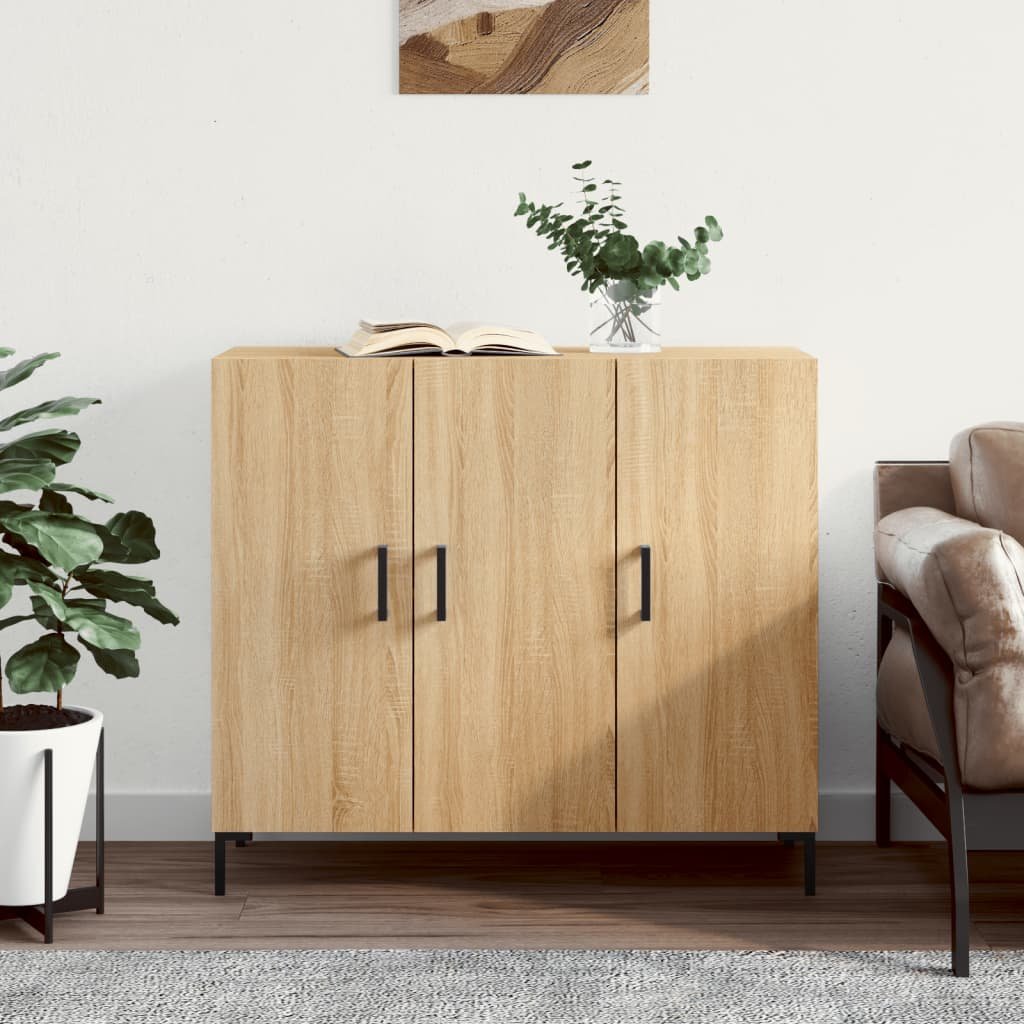 Walplus Engineered Wood Sideboard - Sonoma Oak - 90 x 34 x 80 cm