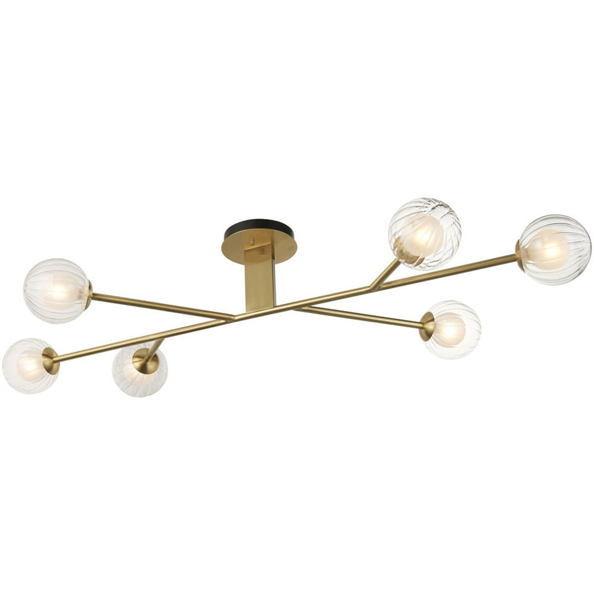 Loops Direct Satin Brass Plate Ceiling Light - Clear/Frosted Glass