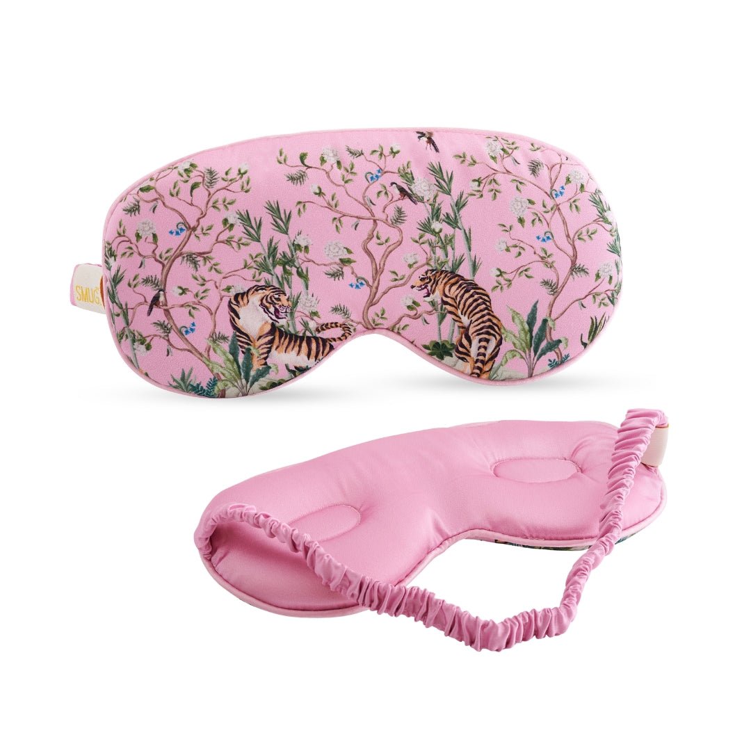 SMUG Cloud Padded Satin Sleep Mask - Pink Tiger Print