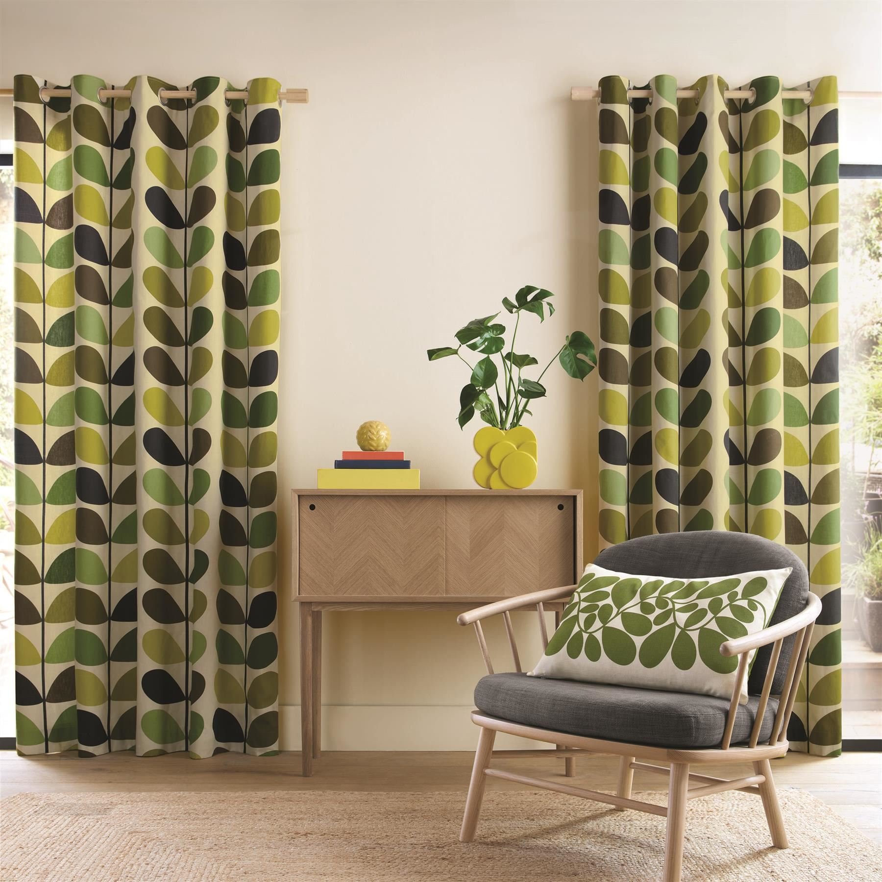 Orla Kiely Multi Stem Eyelet Curtains - Fern-Ochre - 168 x 229cm