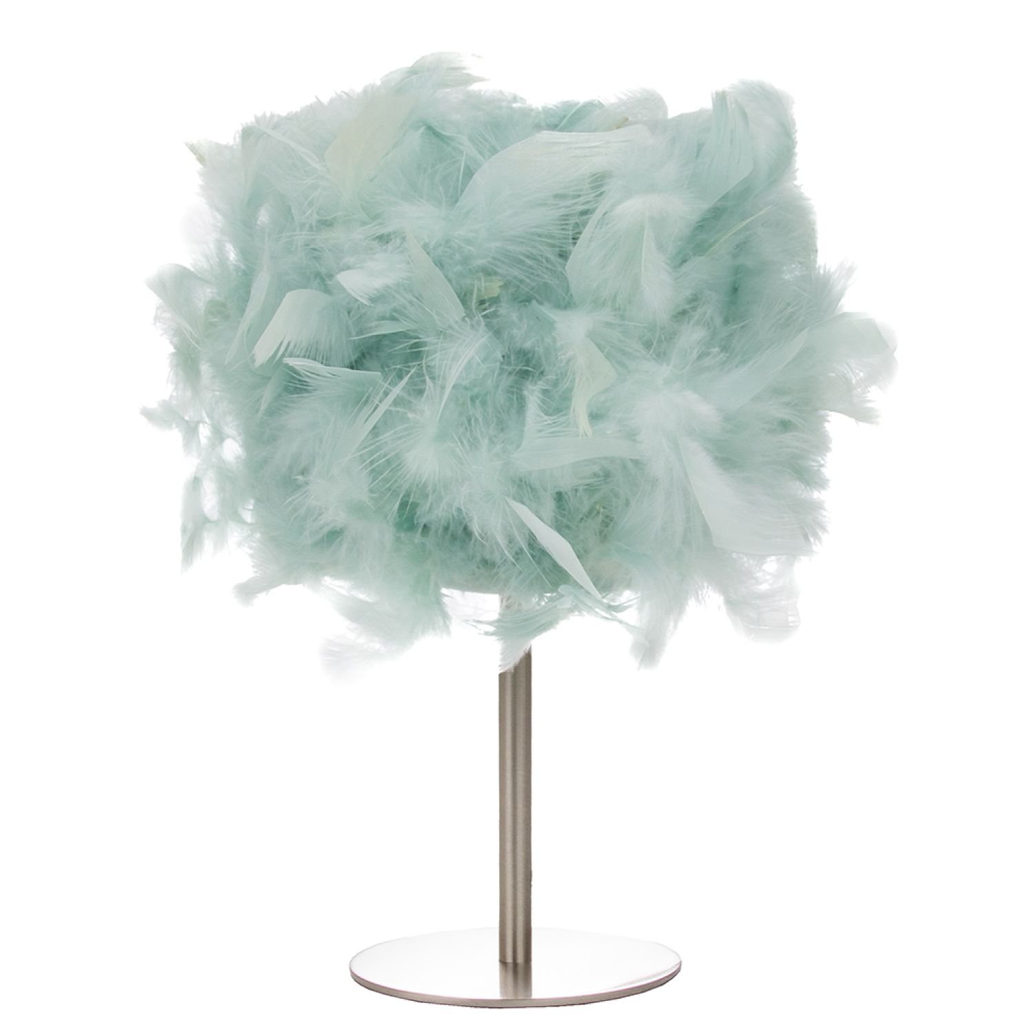 Happy Homewares Blue Real Duck Egg Feather with Satin Nickel Table Lamp - 20cm