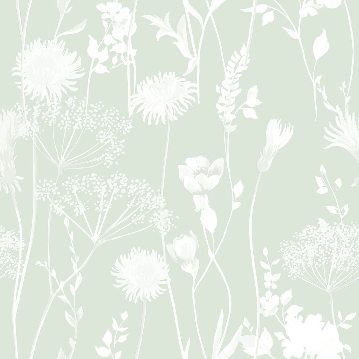 Muriva Catherine Lansfield Meadowsweet Floral Wallpaper - Green