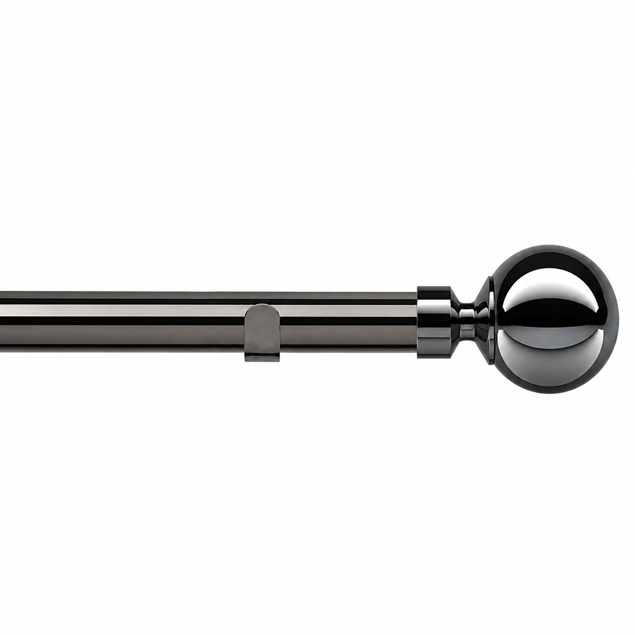 New Edge Blinds 28mm Polished Graphite Ball Fixed Eyelet Curtain Pole - 300cm