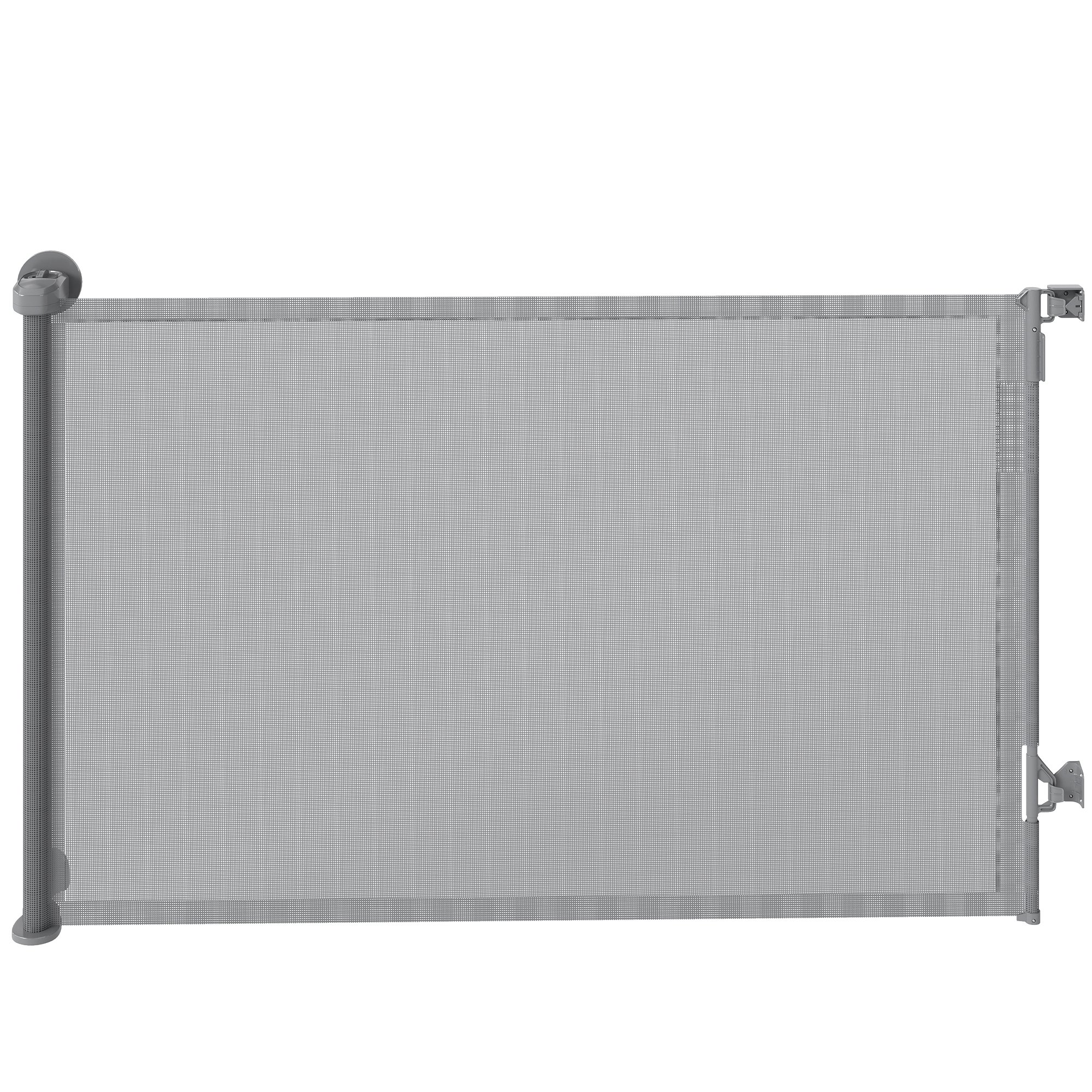 PawHut Retractable Pet Stair Gate - 140cm x 93cm - Grey