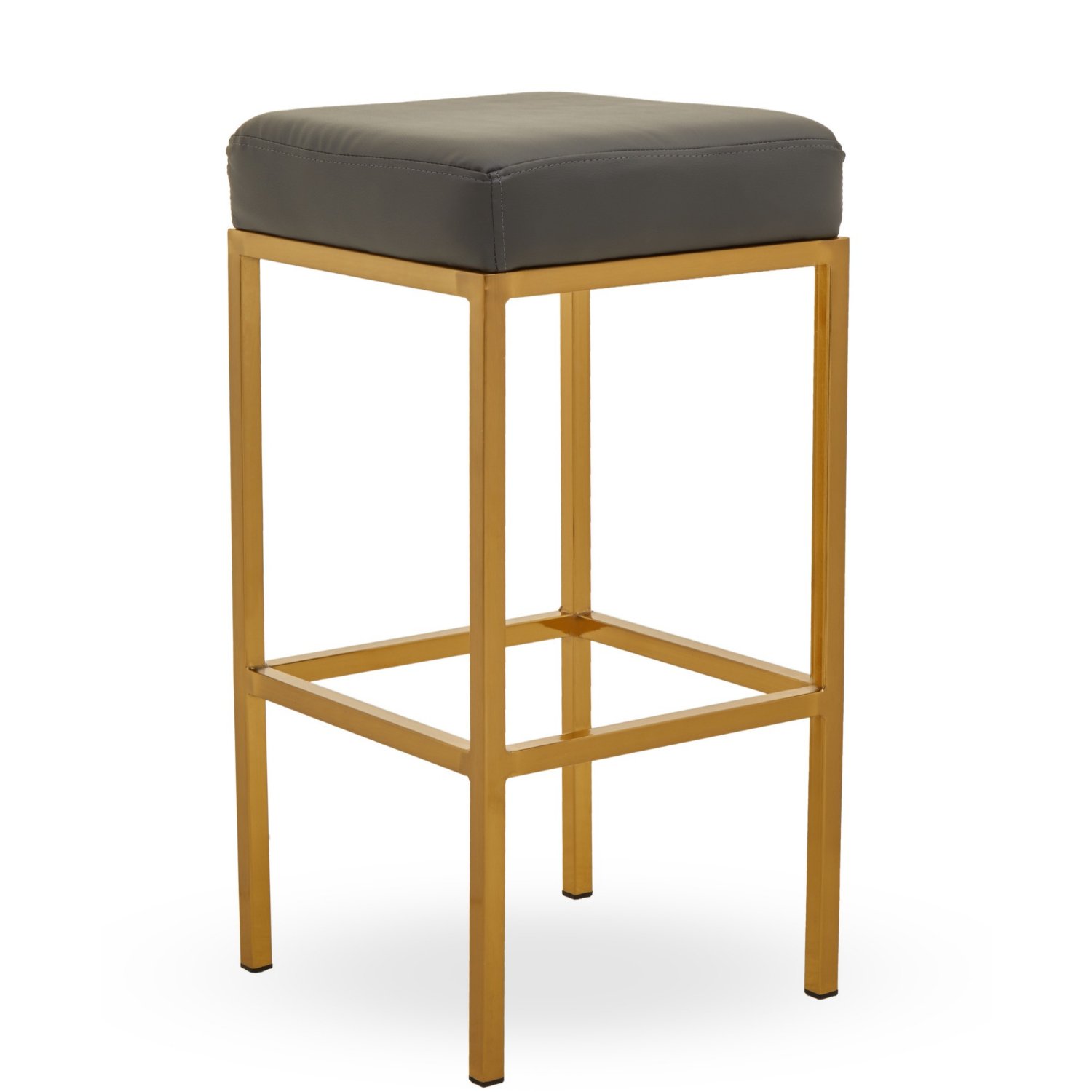 Orsina Baina Faux Leather Bar Stool – Dark Grey & Gold