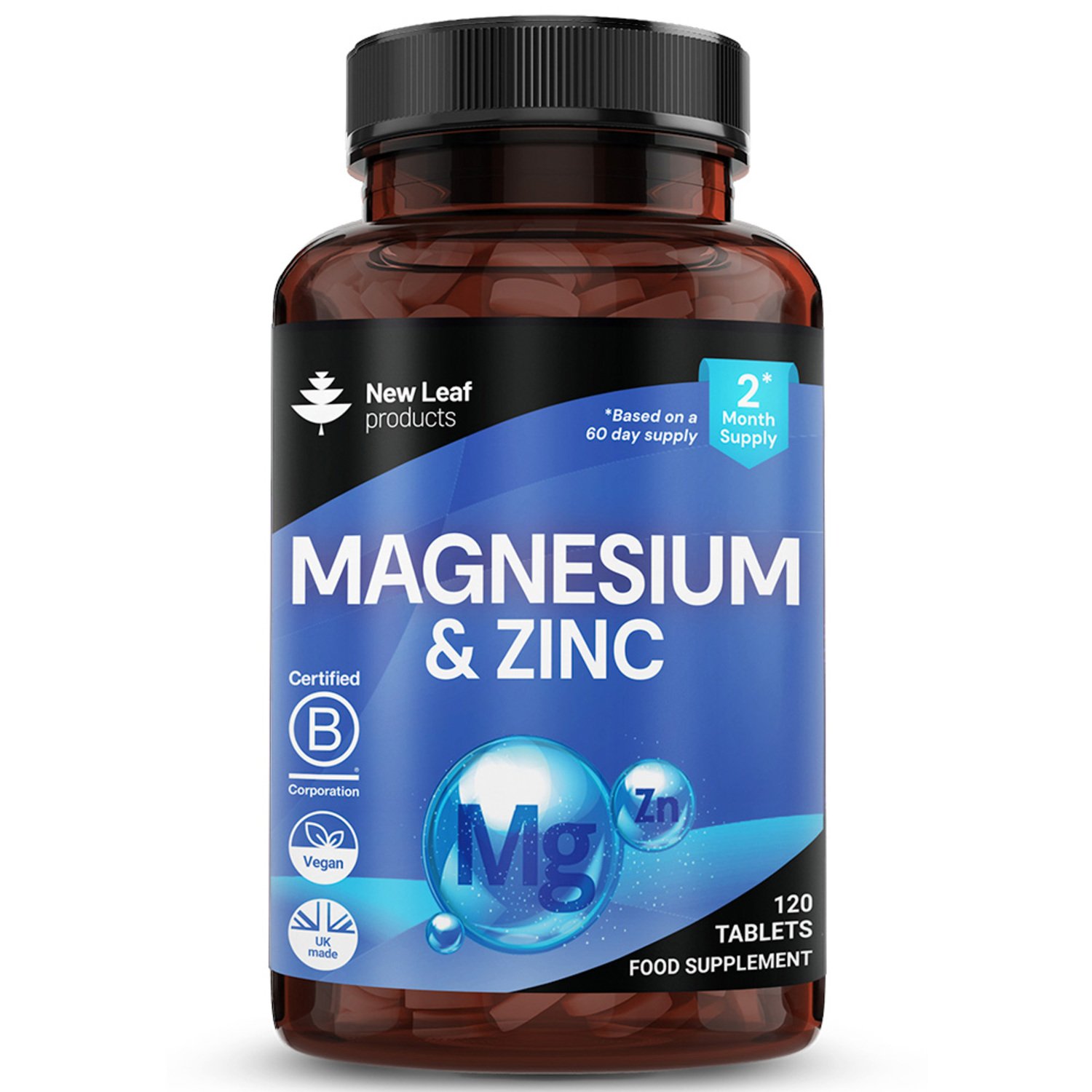 New Leaf Magnesium & Zinc Supplement 516mg - 120 Tablets