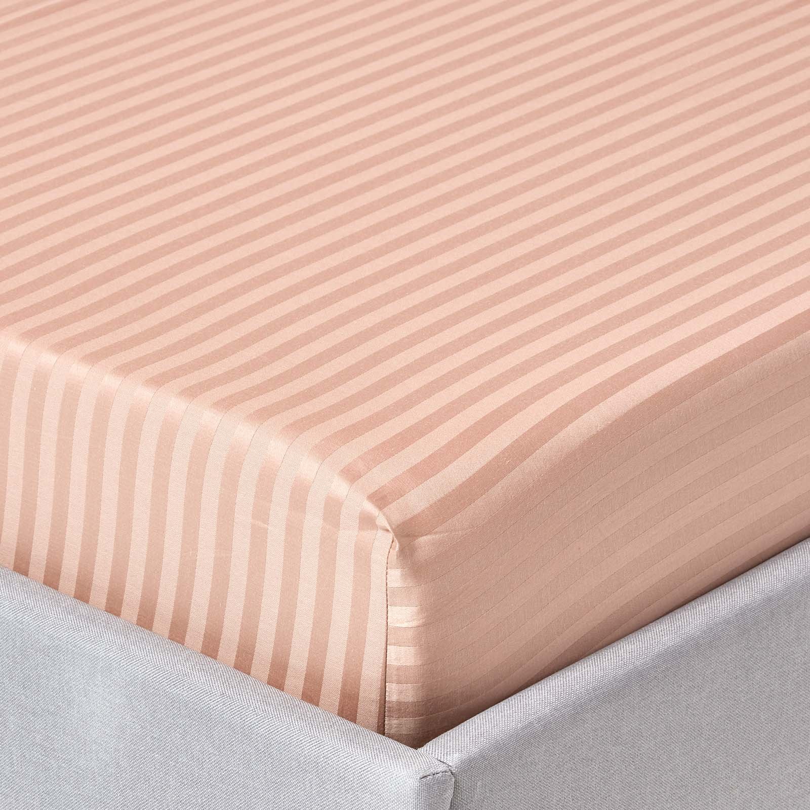 Homescapes Egyptian Cotton Taupe Satin Stripe Fitted Sheet - Small Double