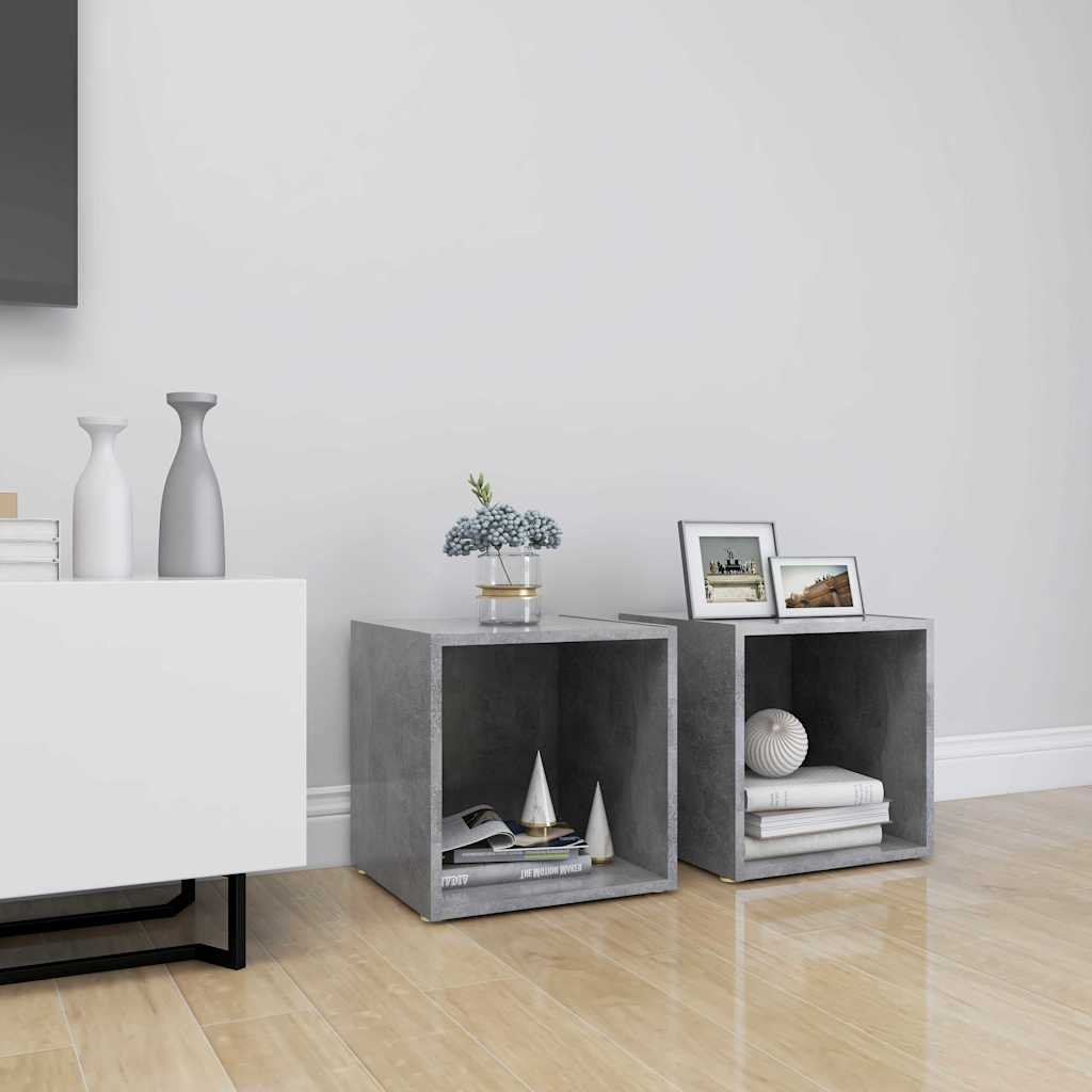 Walplus 2 Piece Engineered Wood TV Cabinet - Concrete Grey - 37 x 35 x 37 cm