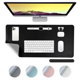 Desiretech Reversible Faux Leather Desk Mat 40 x 80cm - Black & Silver