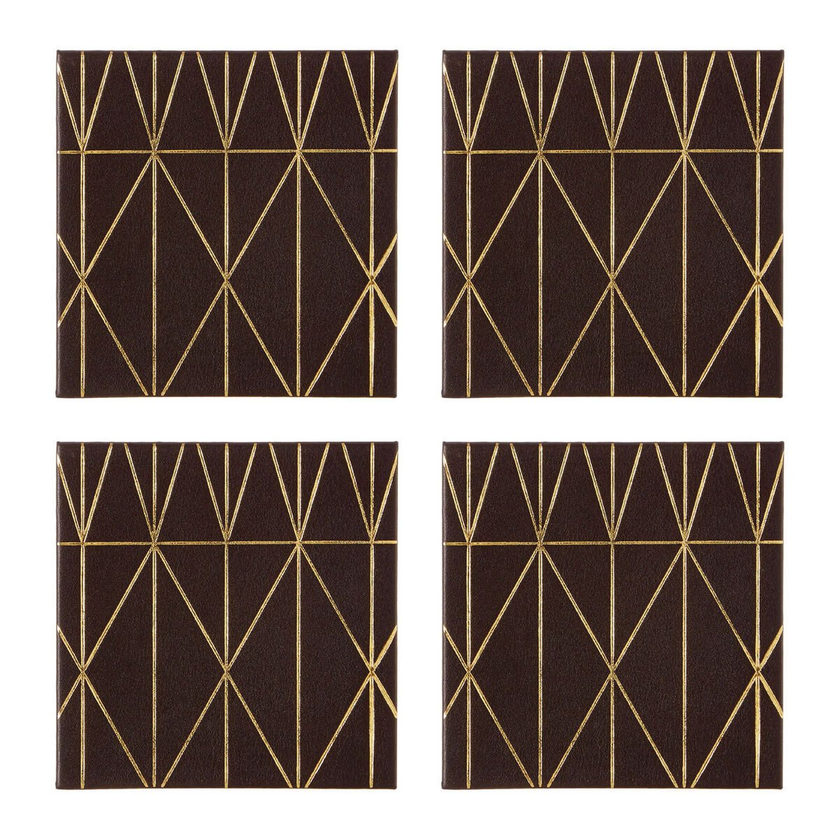 Orsina Set Of 4 Geome Prism Coasters - Black and Gold