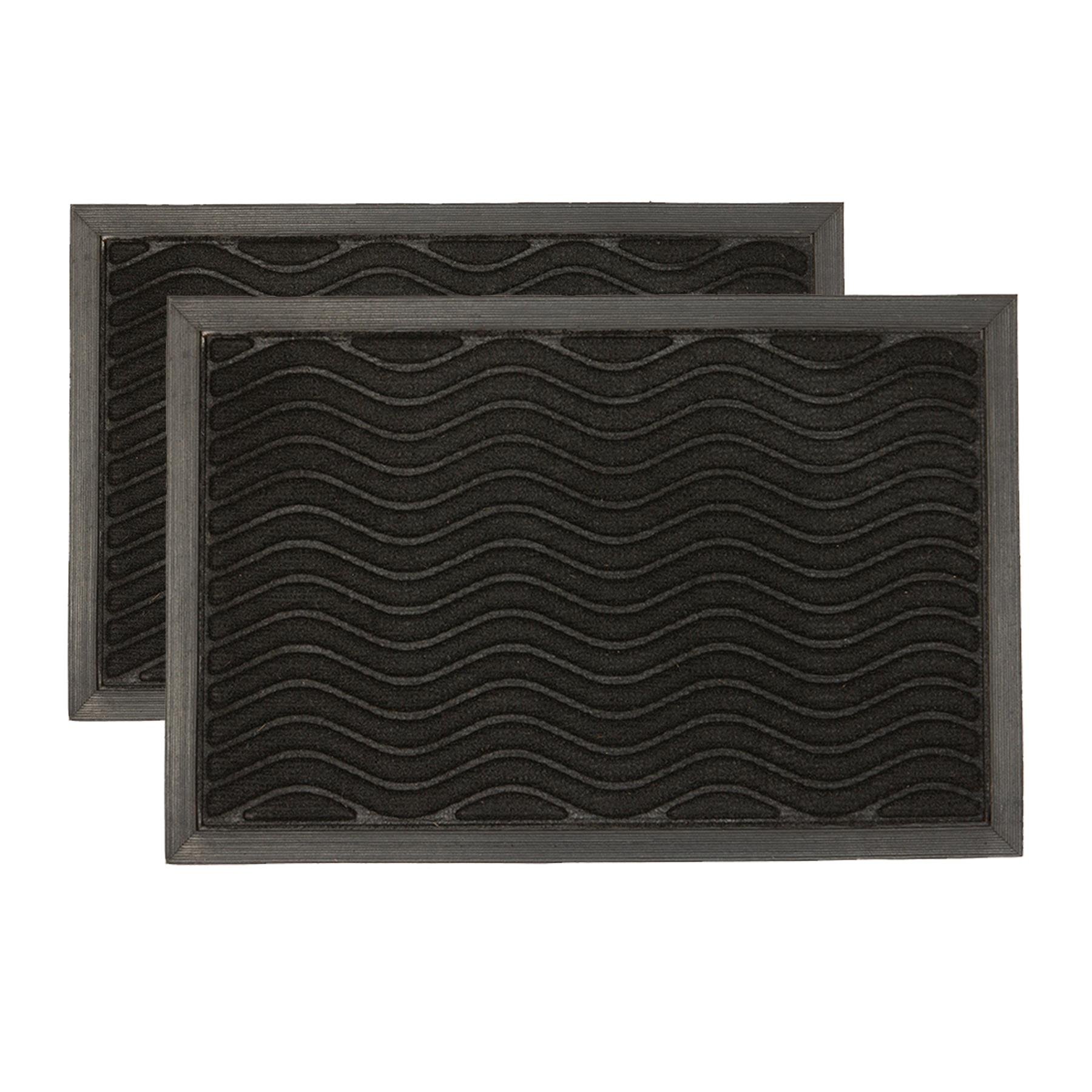 Nicola Spring Heavy Duty Door Mats 60 x 40cm Pack of 2 - Black