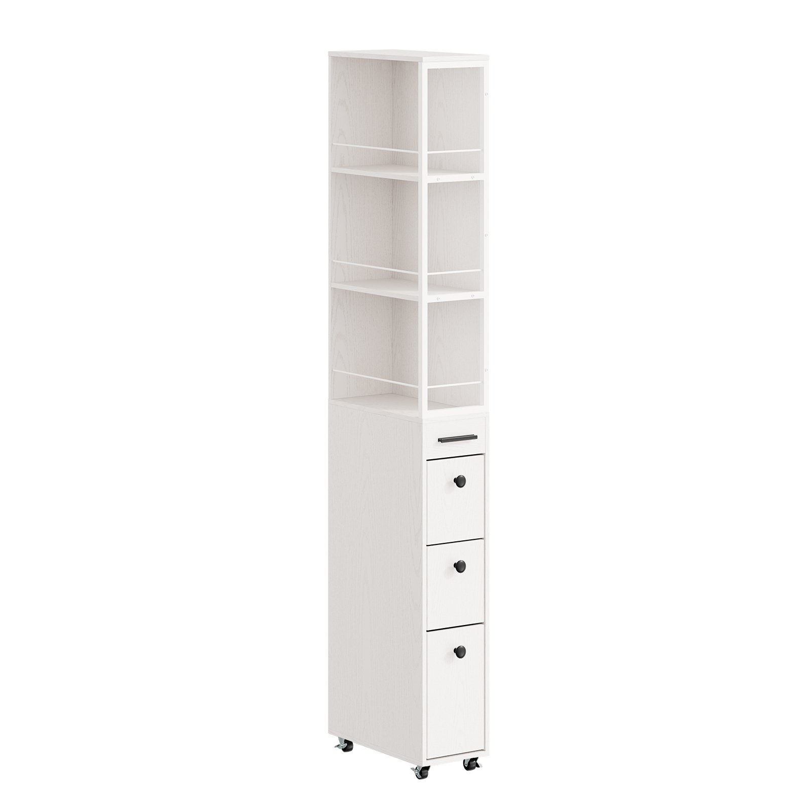 SoBuy 3 Drawer 3 Shelf Narrow Cabinet - Cream White
