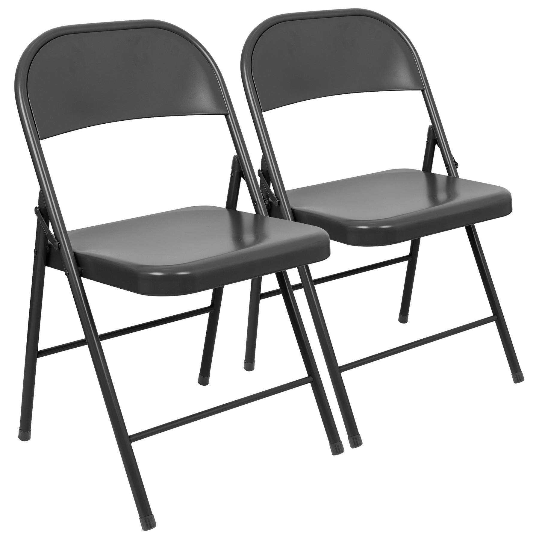 Harbour Housewares Metal Folding Chairs - Matt Black - Pack of 2