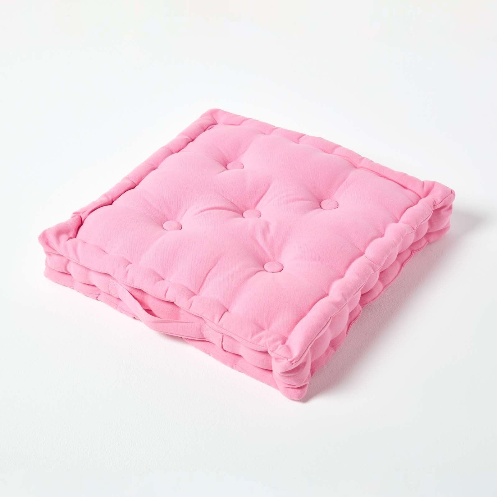 Homescapes Cotton Floor Cushion - 40 x 40 cm - Pink