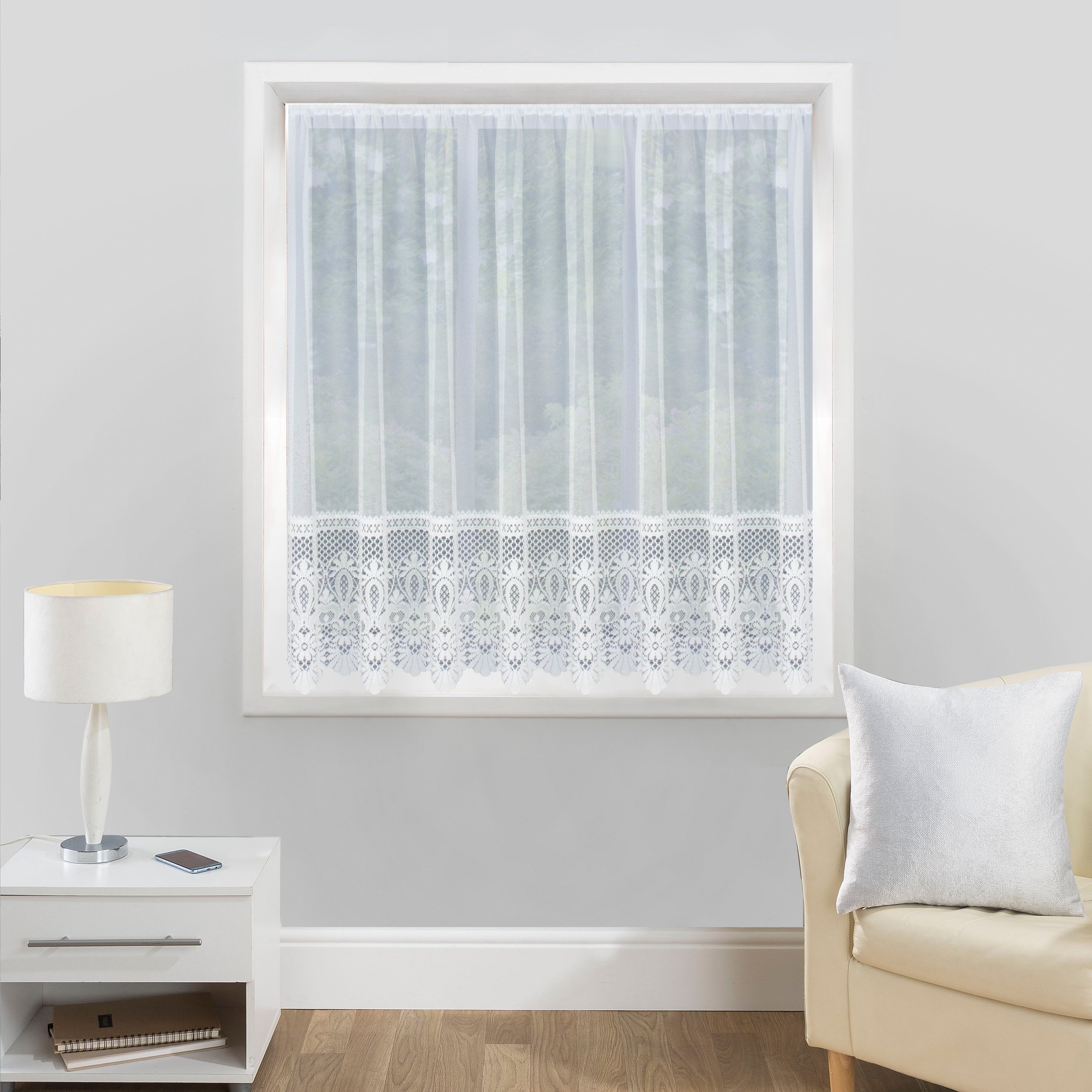 Tyrone Textiles Brazil Pre-Cut Net Curtain Panel - 200 x 137cm - White
