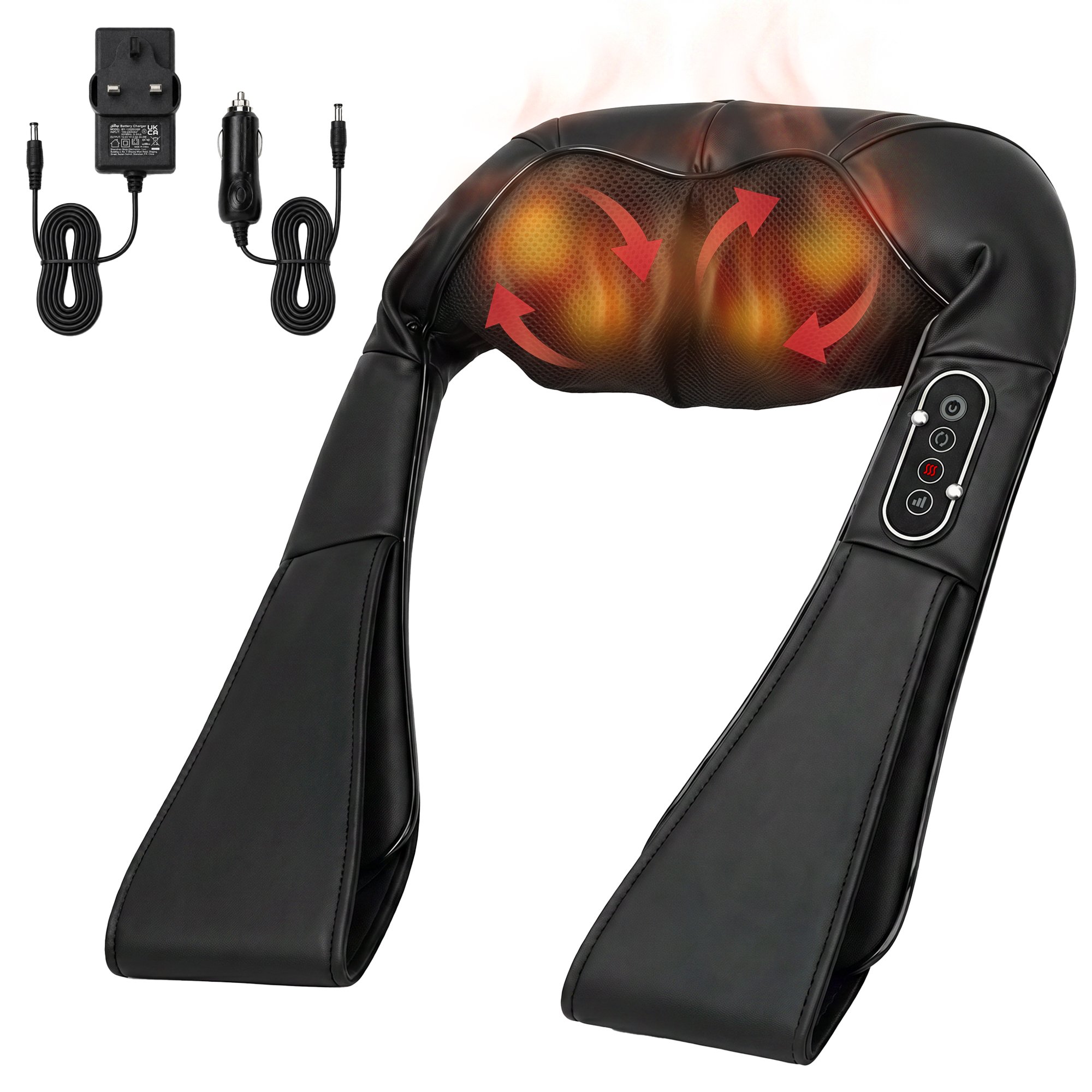 HOMCOM Heated Shiatsu 3D Kneading Neck and Shoulder Massager – Black