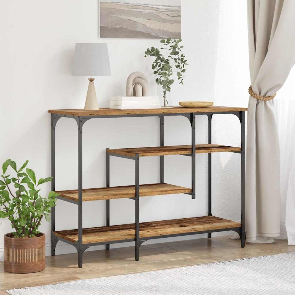 Walplus Shelf Engineered Wood Console Table - Dark Wood - 100 x 35 x 75 cm