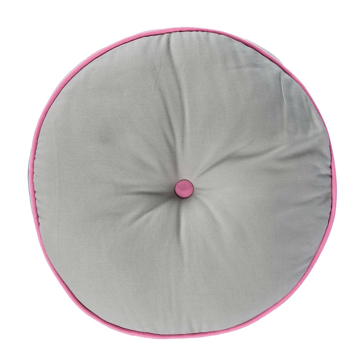 Homescapes Round Floor Cushion - Grey and Pink