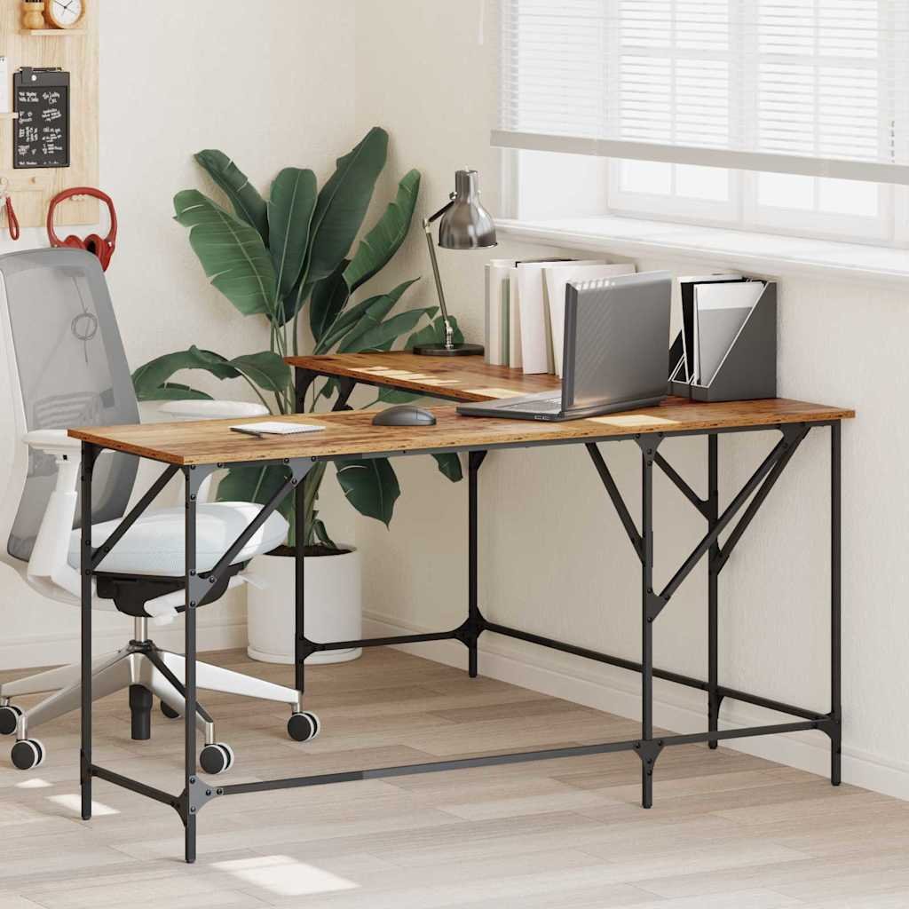 Walplus Engineered Wood Desk - Dark Wood - 149 x 149 x 75 cm
