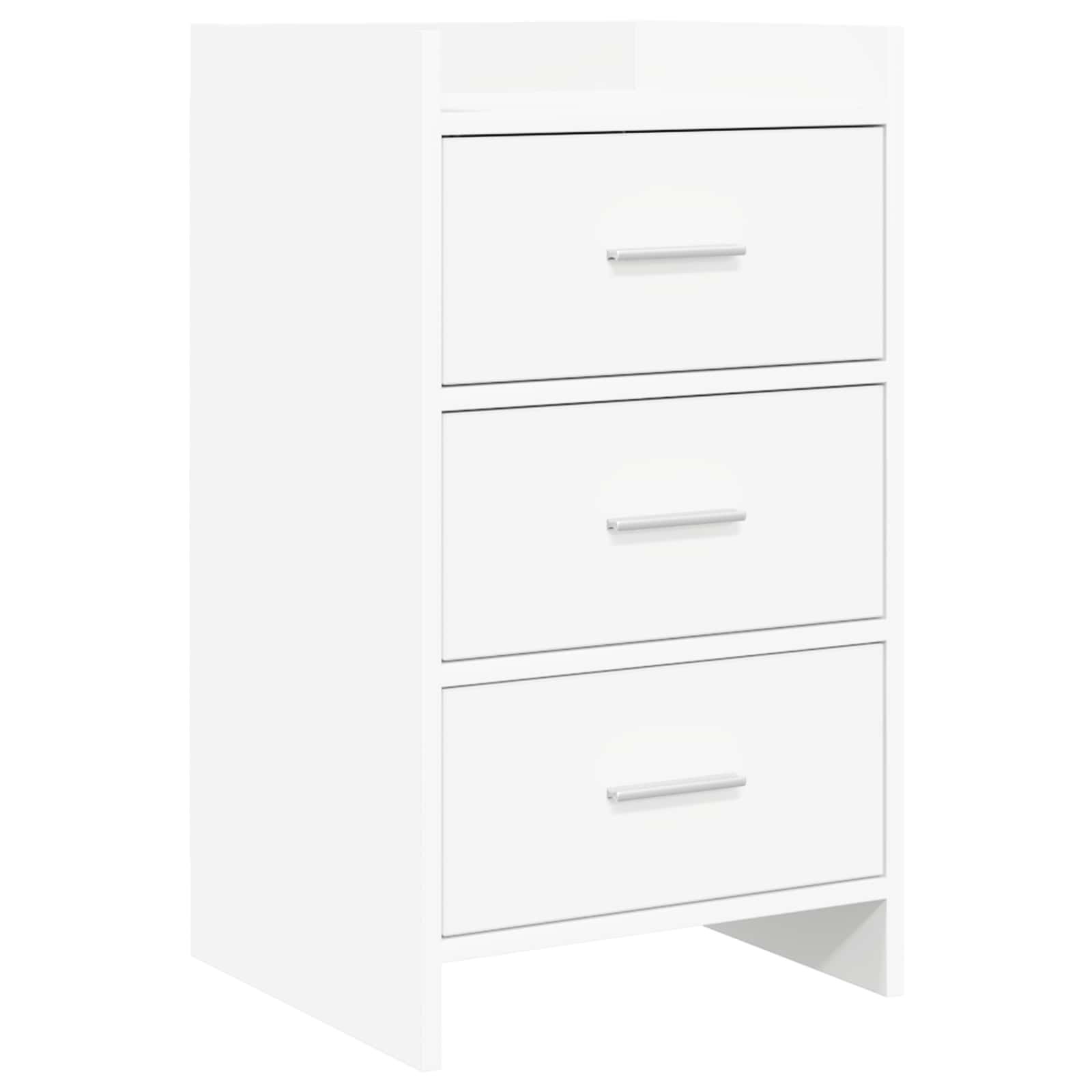 Walplus 3 Drawer Engineered Wood Bedside Table - White - 40 x 36 x 70 cm