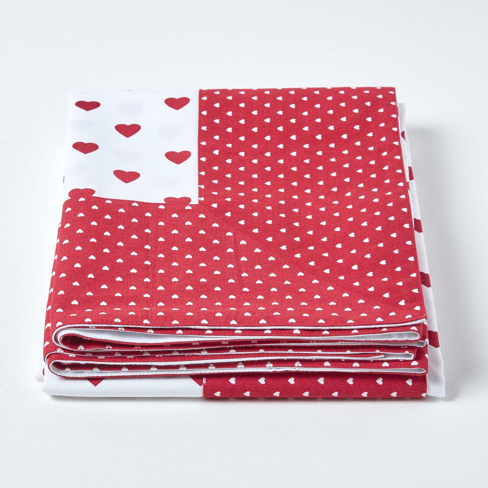 Homescapes Cotton Hearts Throw - 150 x 200 cm - Red