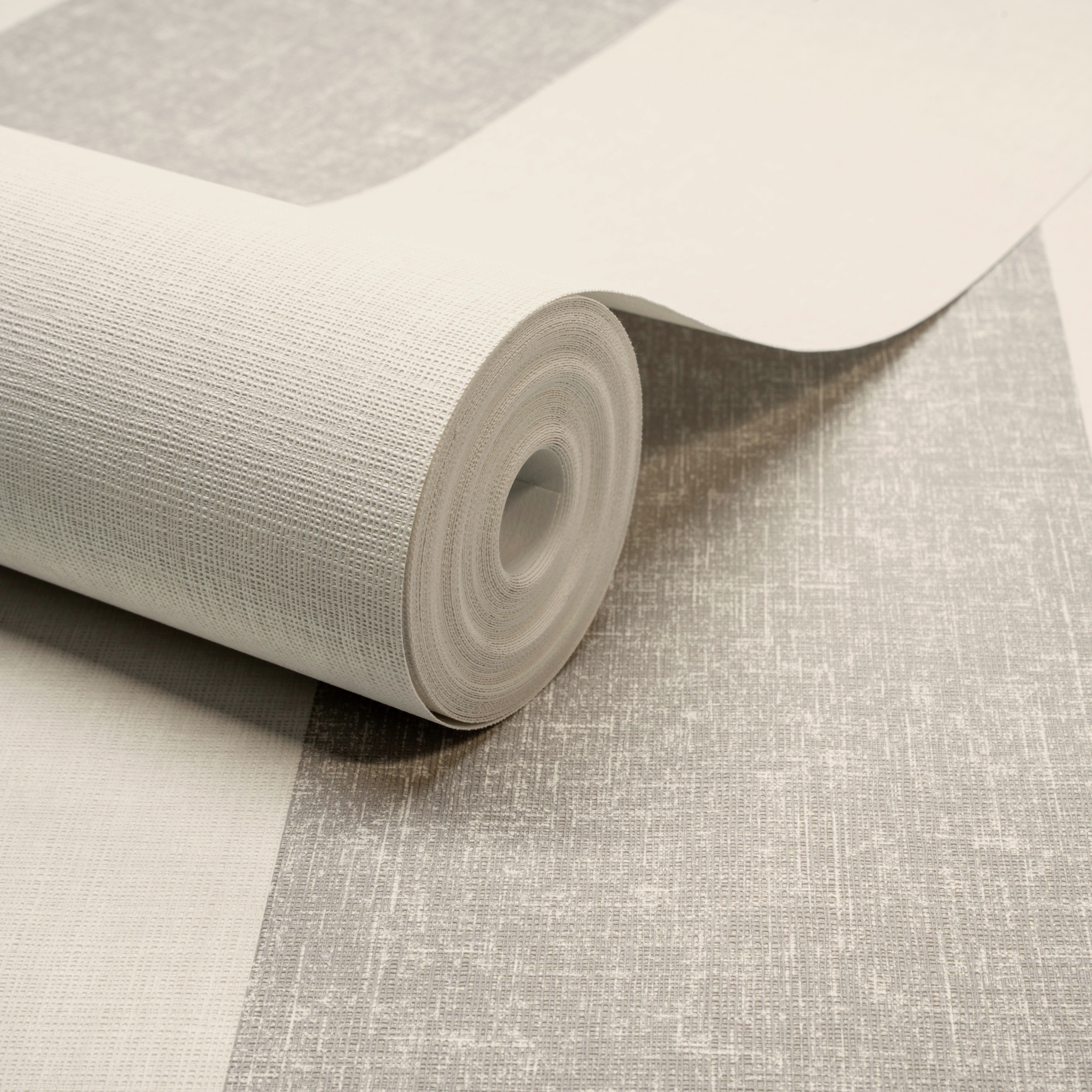 Grandeco Margritte Distressed Textured Wide Stripe Wallpaper - Taupe