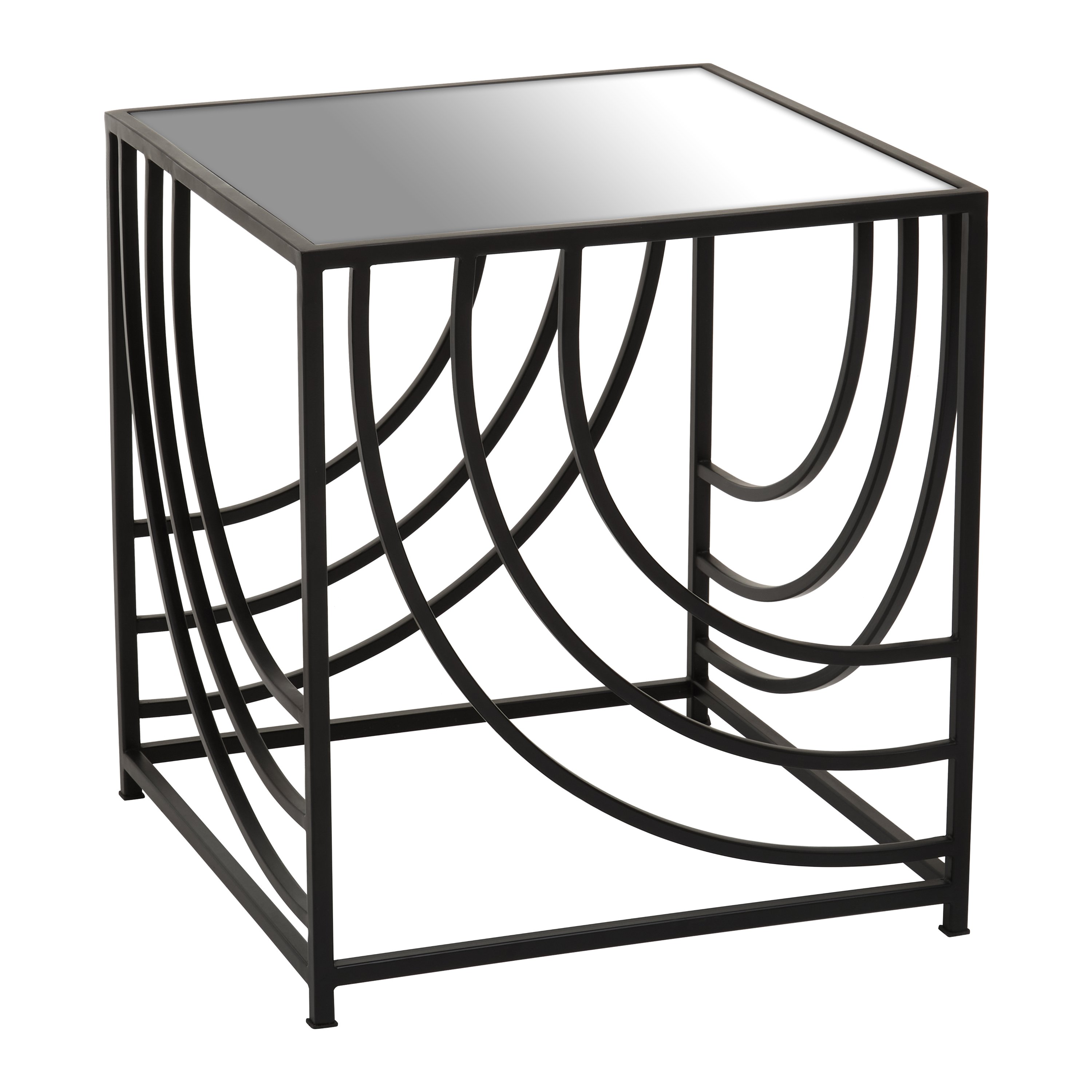Orsina Logan Mirrored Square Side Table – Black