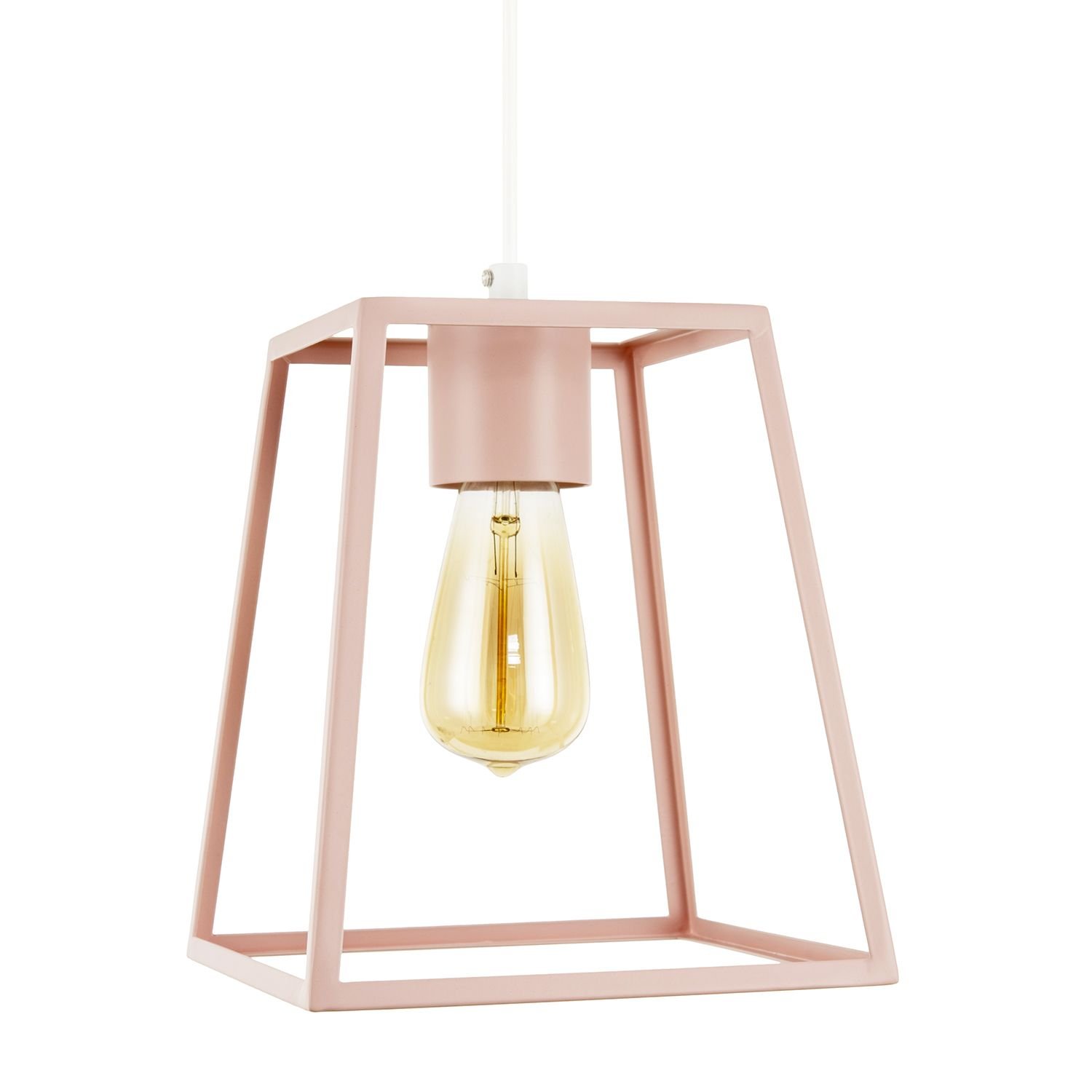 Happy Homewares Industrial in Matte Pink with Square Top Pendant Shade - 21cm