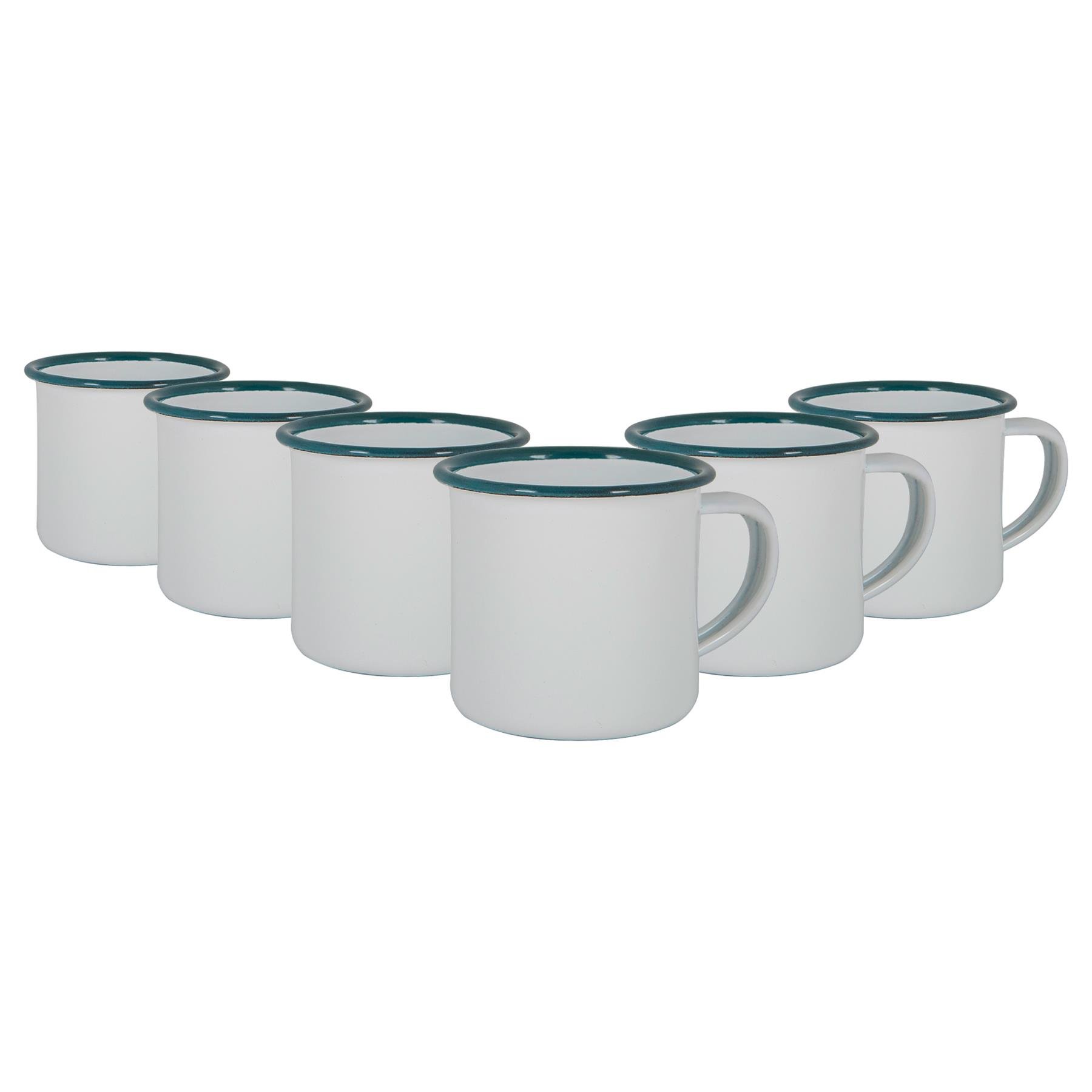 Argon Tableware White Enamel Espresso Cups - 130ml - Green - Pack of 6