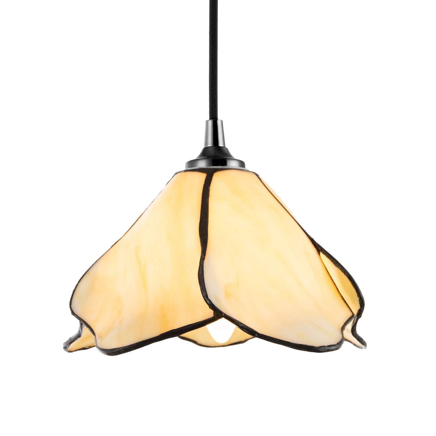 Happy Homewares Amber Cream Glass Floral Petals Pendant Shade - 20cm