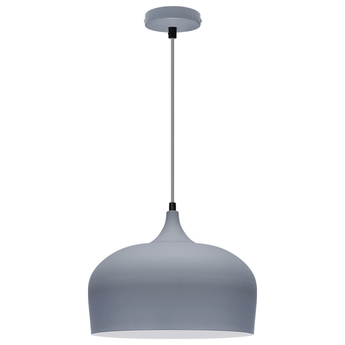 Energy Light Bulbs Wide Dome Metal Ceiling Pendant Light - Grey