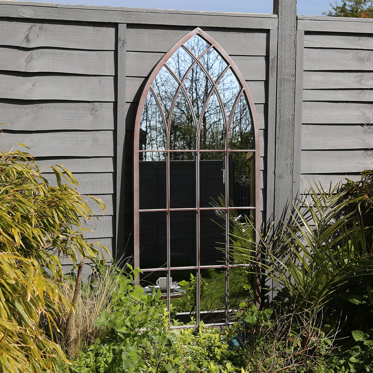 Charles Bentley Decorative Large Outdoor Arch Mirror - Grey