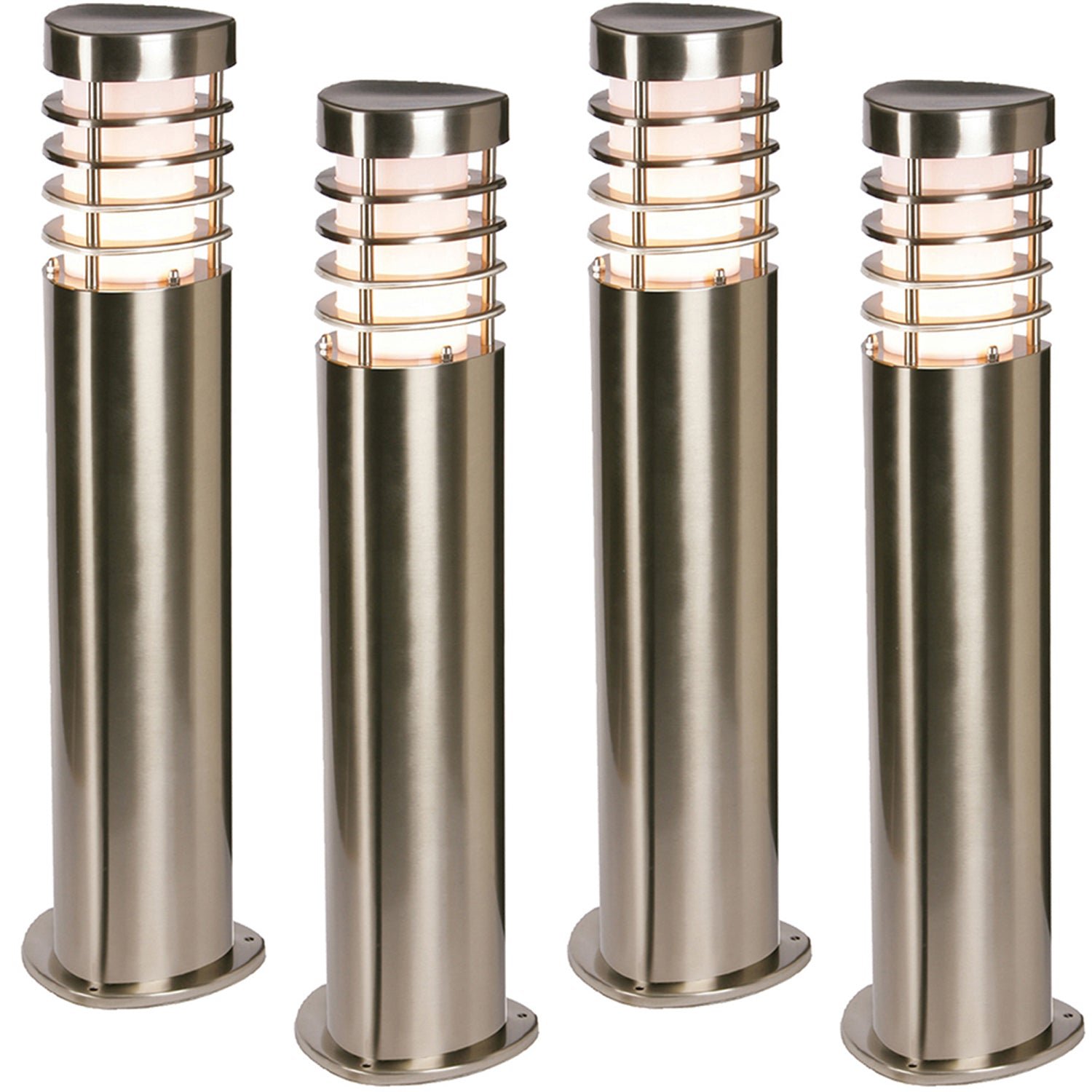 Loops Direct Pack of 4 14cm LED Stainless Steel Post Light E27 - Brushed Steel