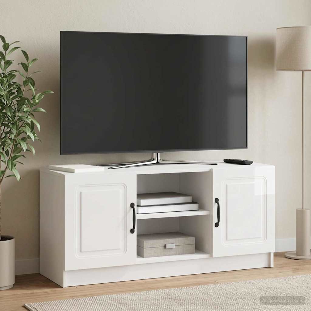 Walplus TV Cabinet Engineered Wood - High Gloss White - 102 x 34.5 x 47 cm