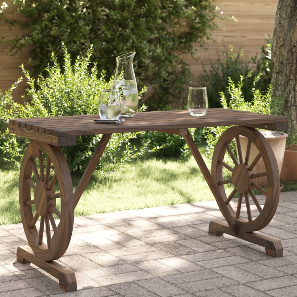 Walplus Solid Fir Wood Garden Table - Brown - 115 x 55 x 65 cm