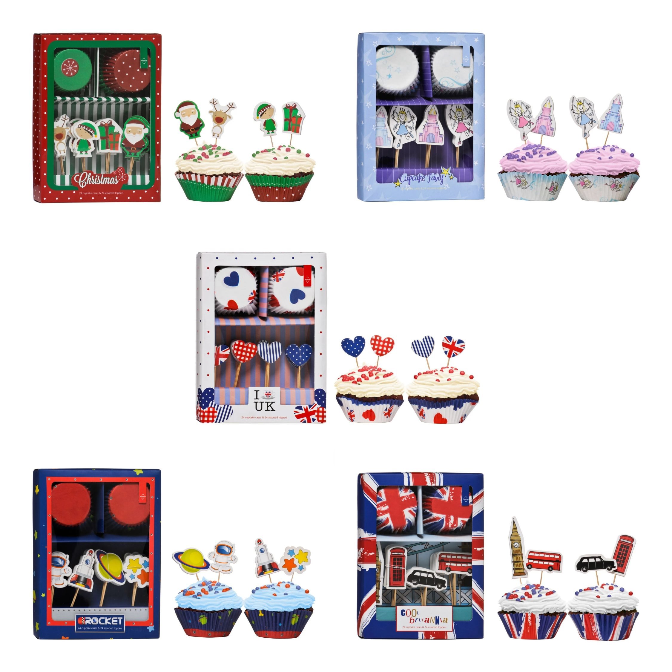 Orsina Diva Cool Britannia Cupcake Cases And Toppers Set - Multicoloured
